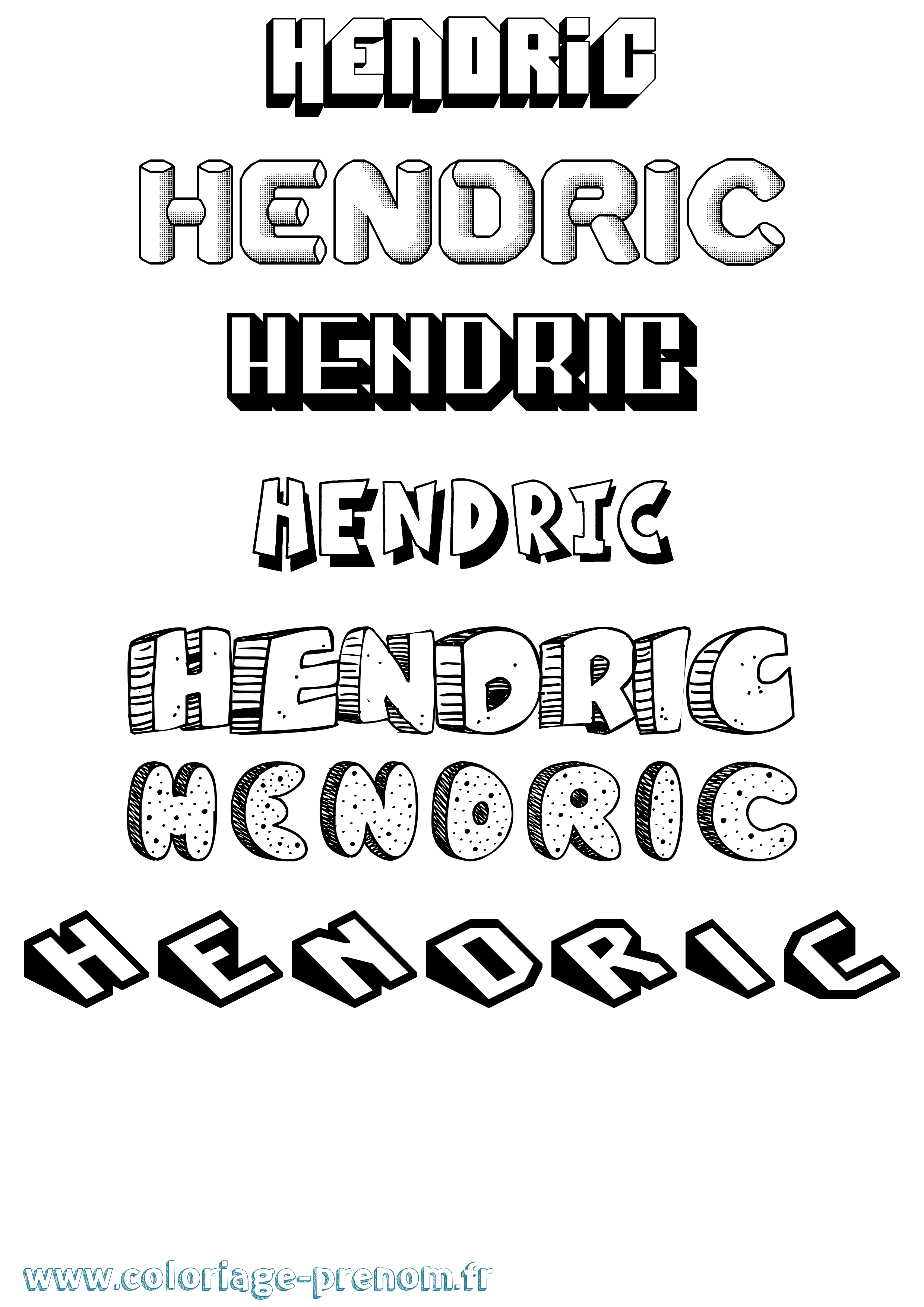 Coloriage prénom Hendric Effet 3D