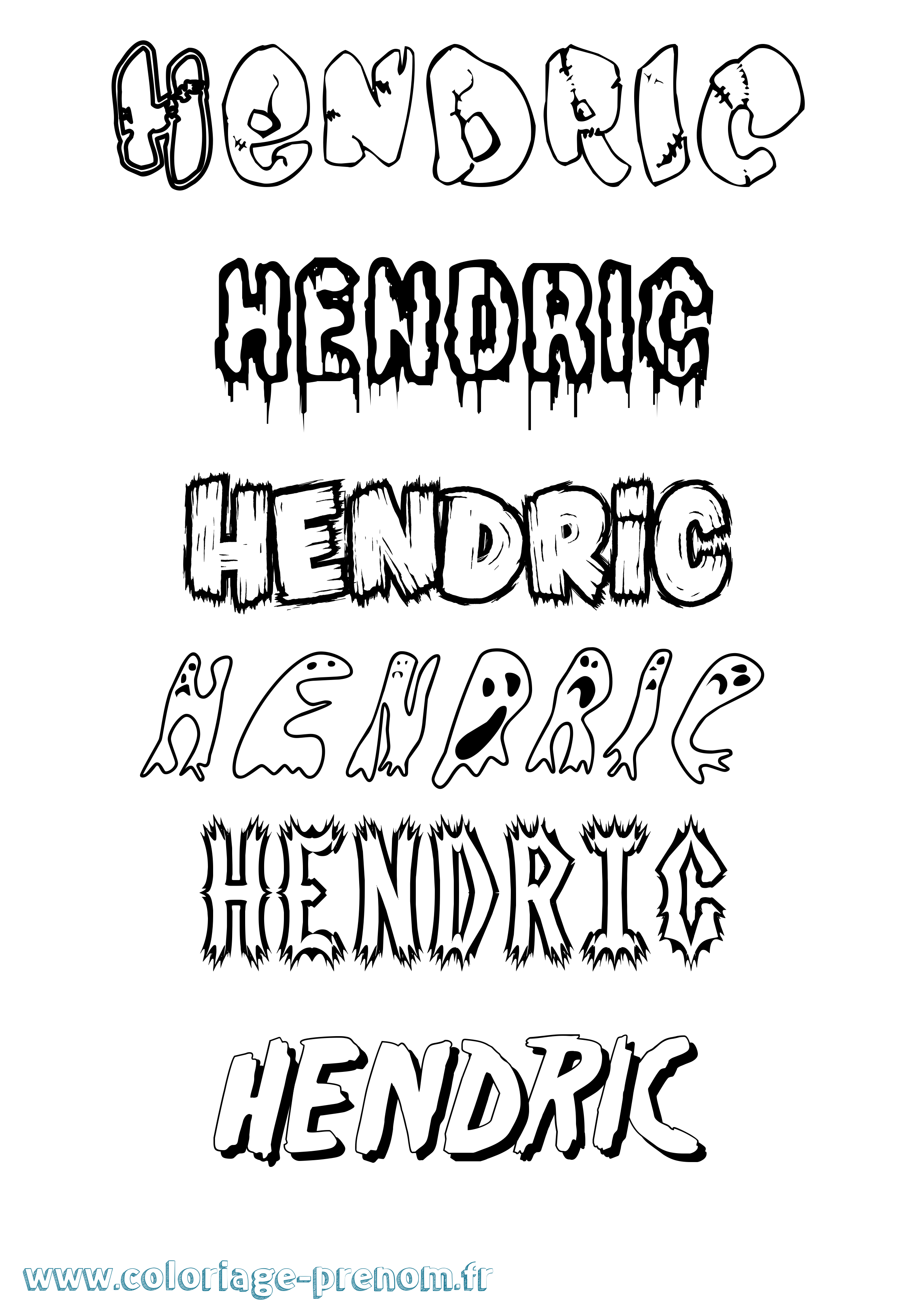 Coloriage prénom Hendric Frisson