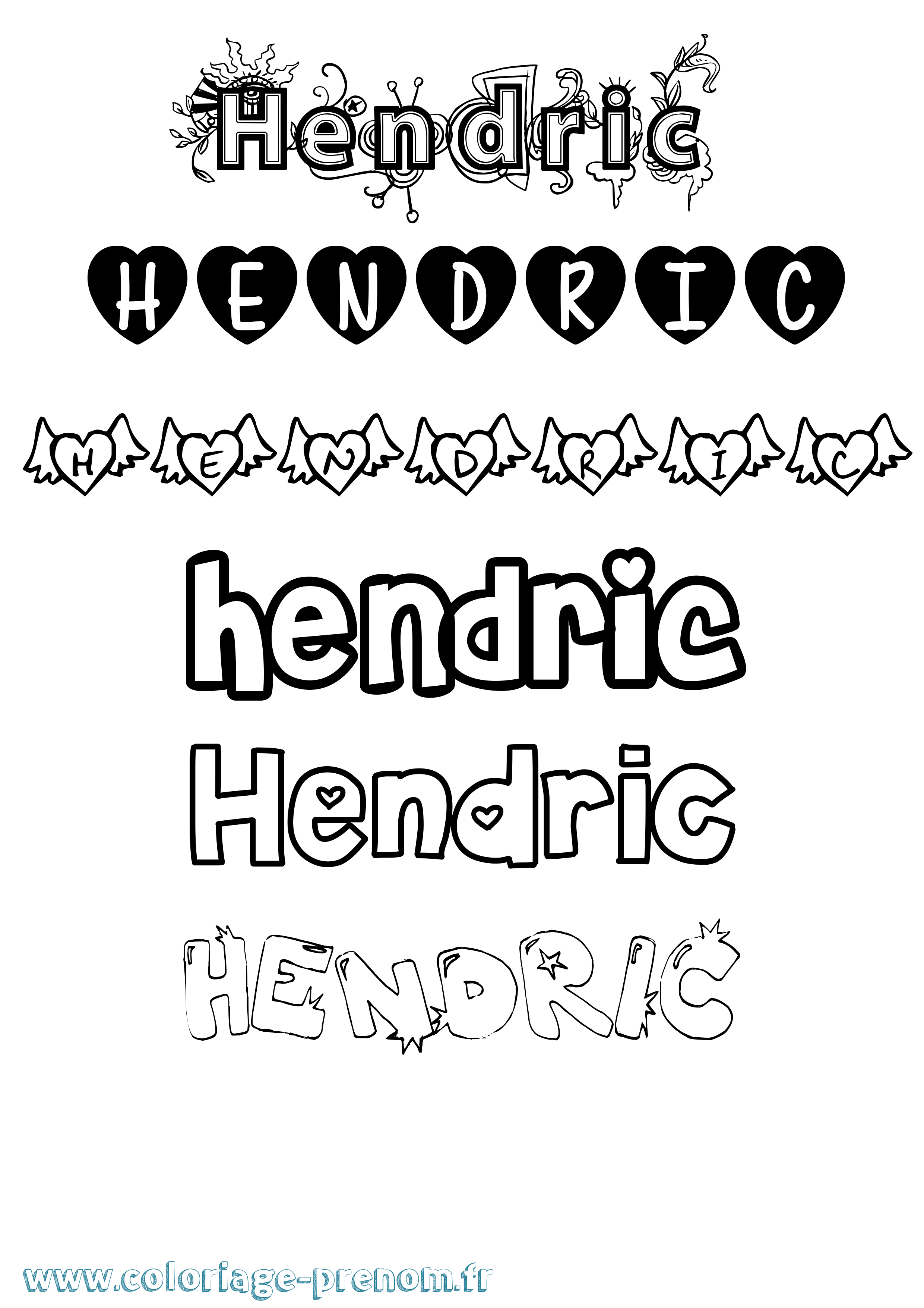 Coloriage prénom Hendric Girly
