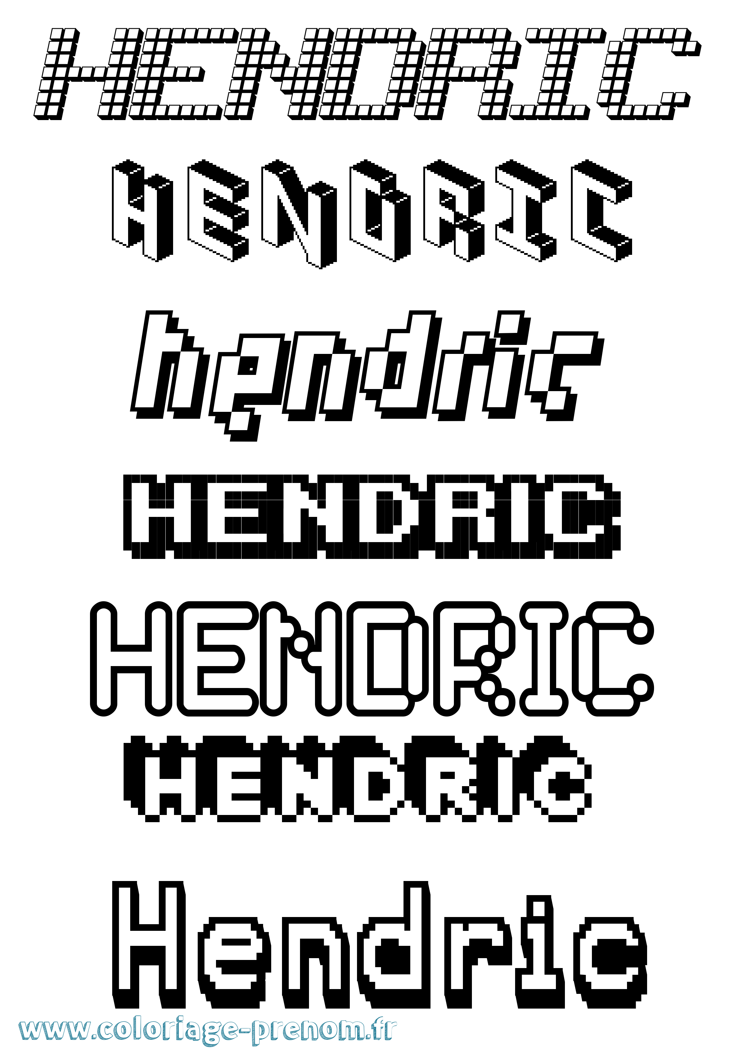 Coloriage prénom Hendric Pixel
