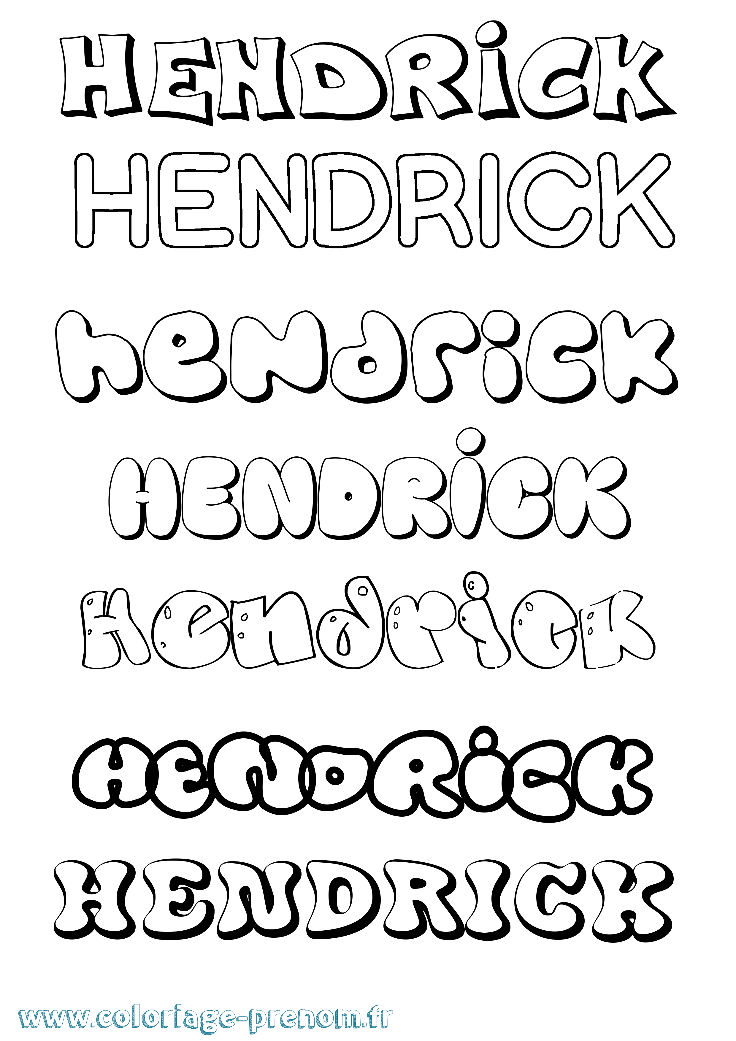 Coloriage prénom Hendrick Bubble