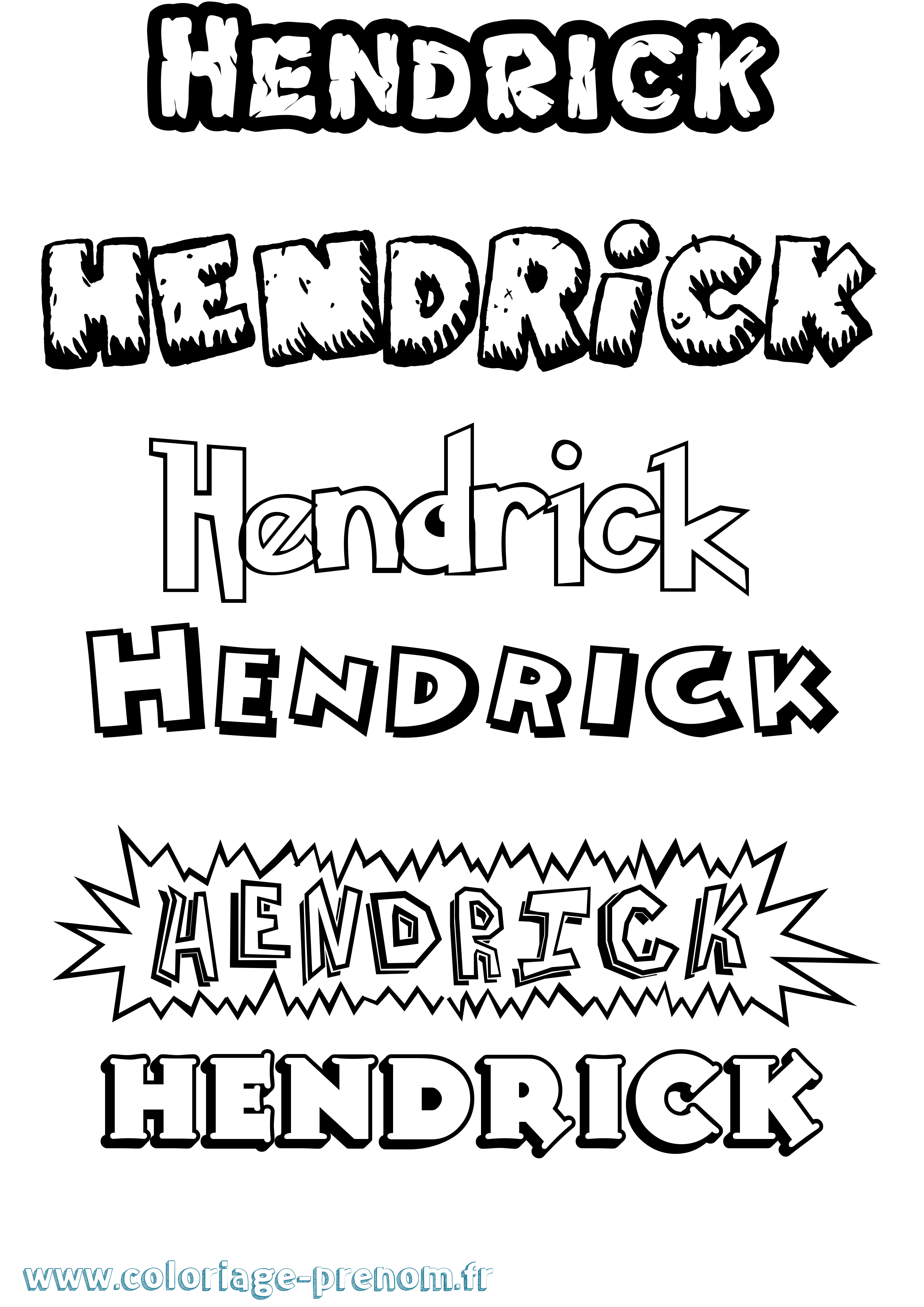 Coloriage prénom Hendrick Dessin Animé