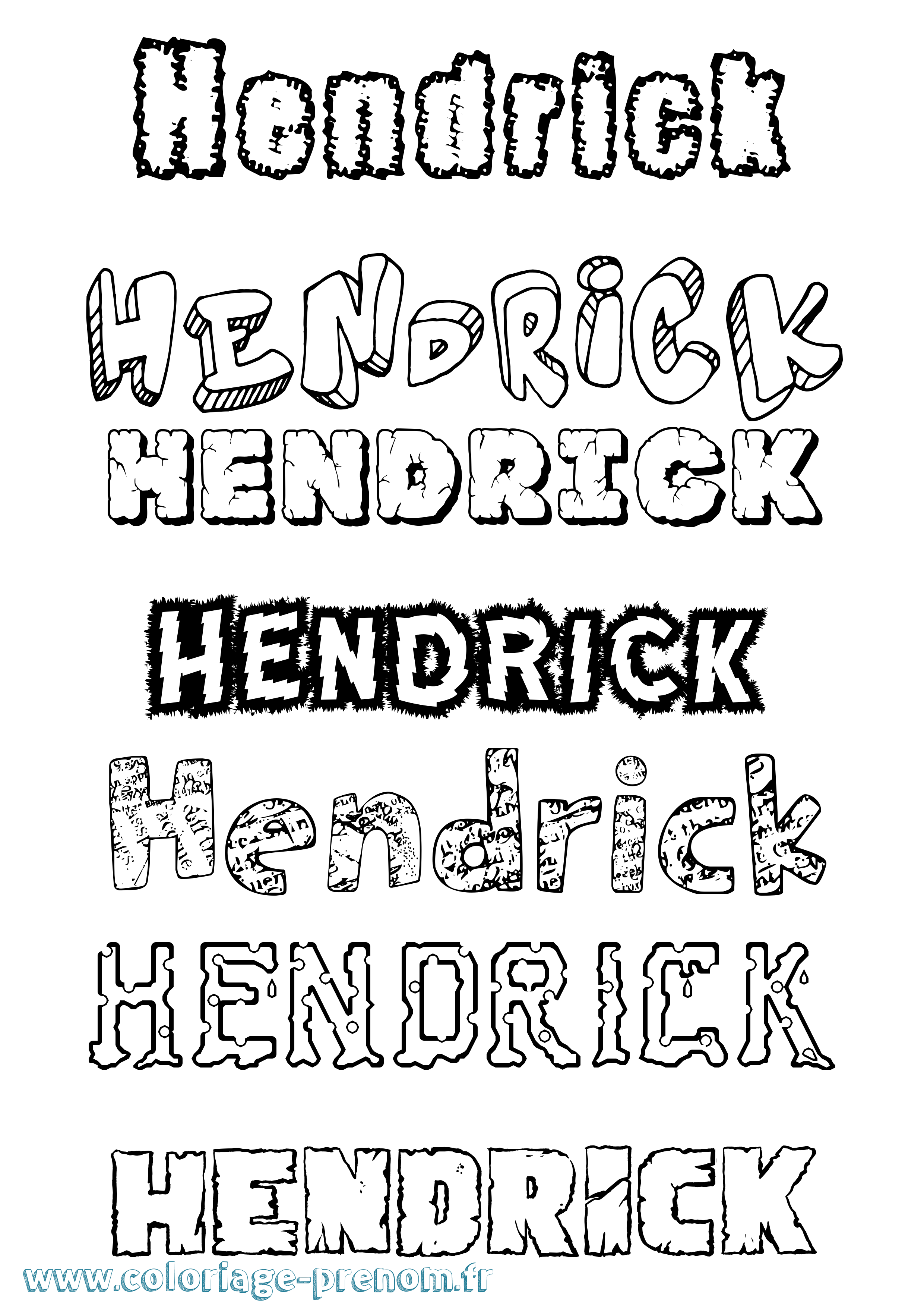 Coloriage prénom Hendrick Destructuré