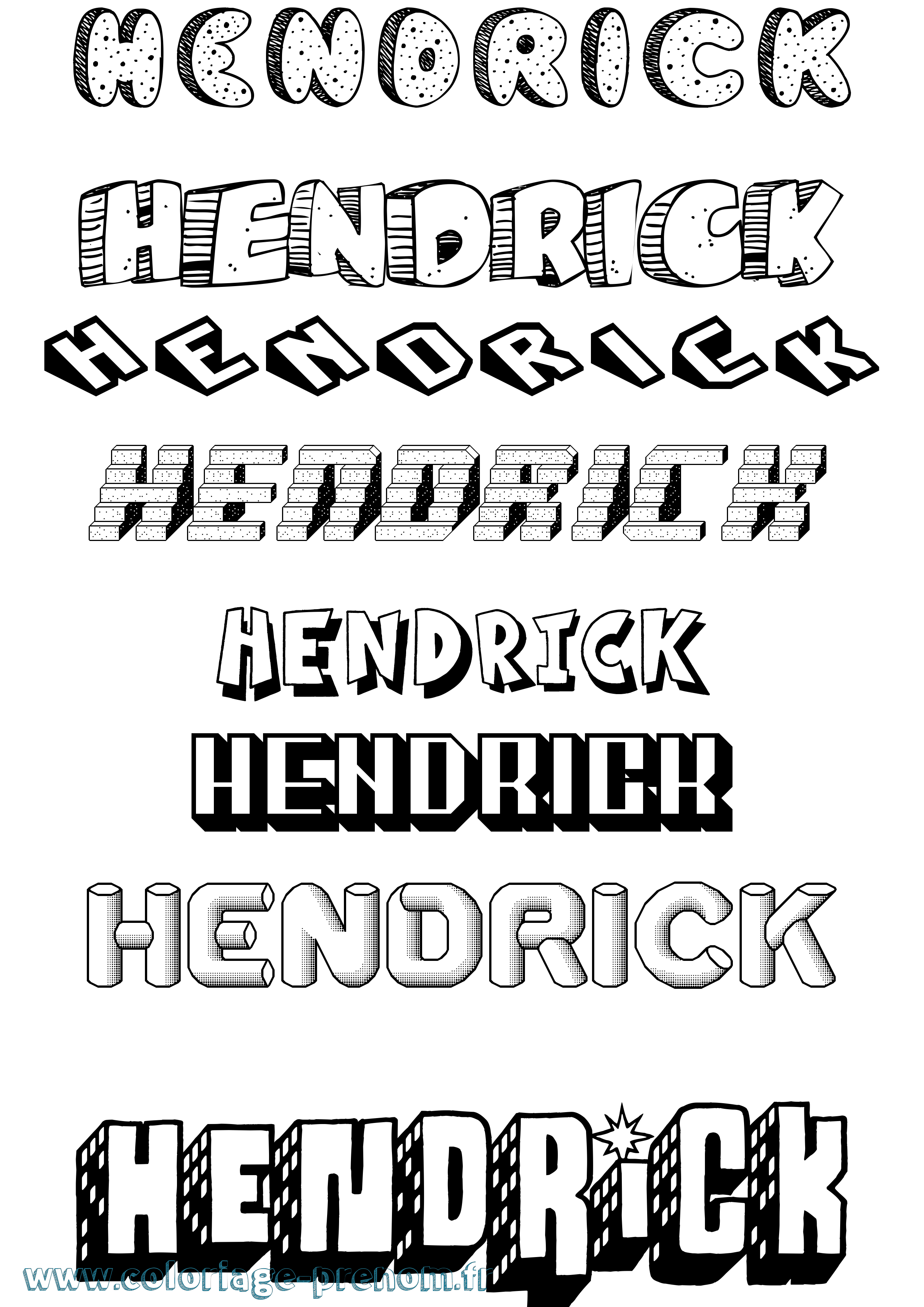 Coloriage prénom Hendrick Effet 3D