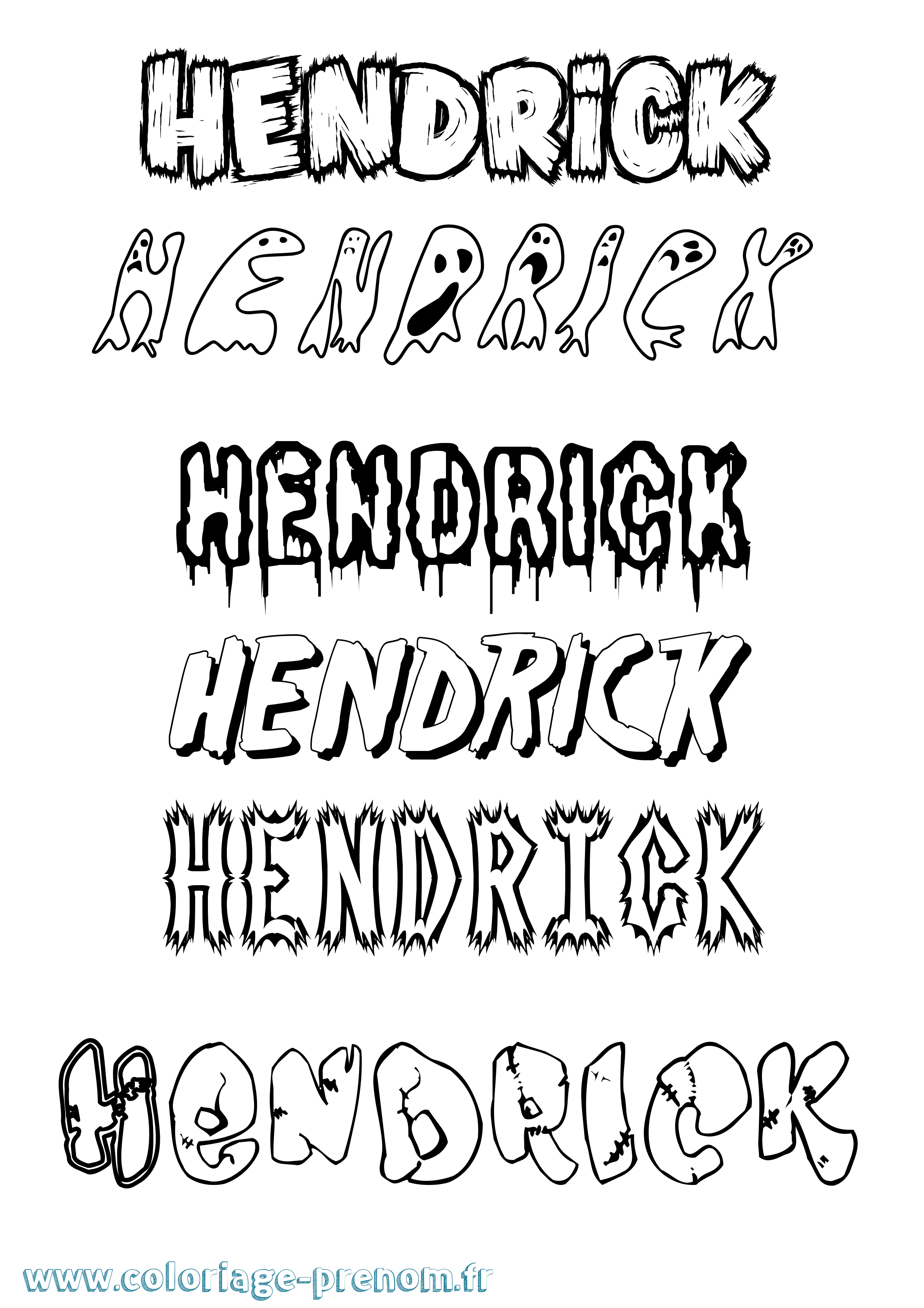 Coloriage prénom Hendrick Frisson