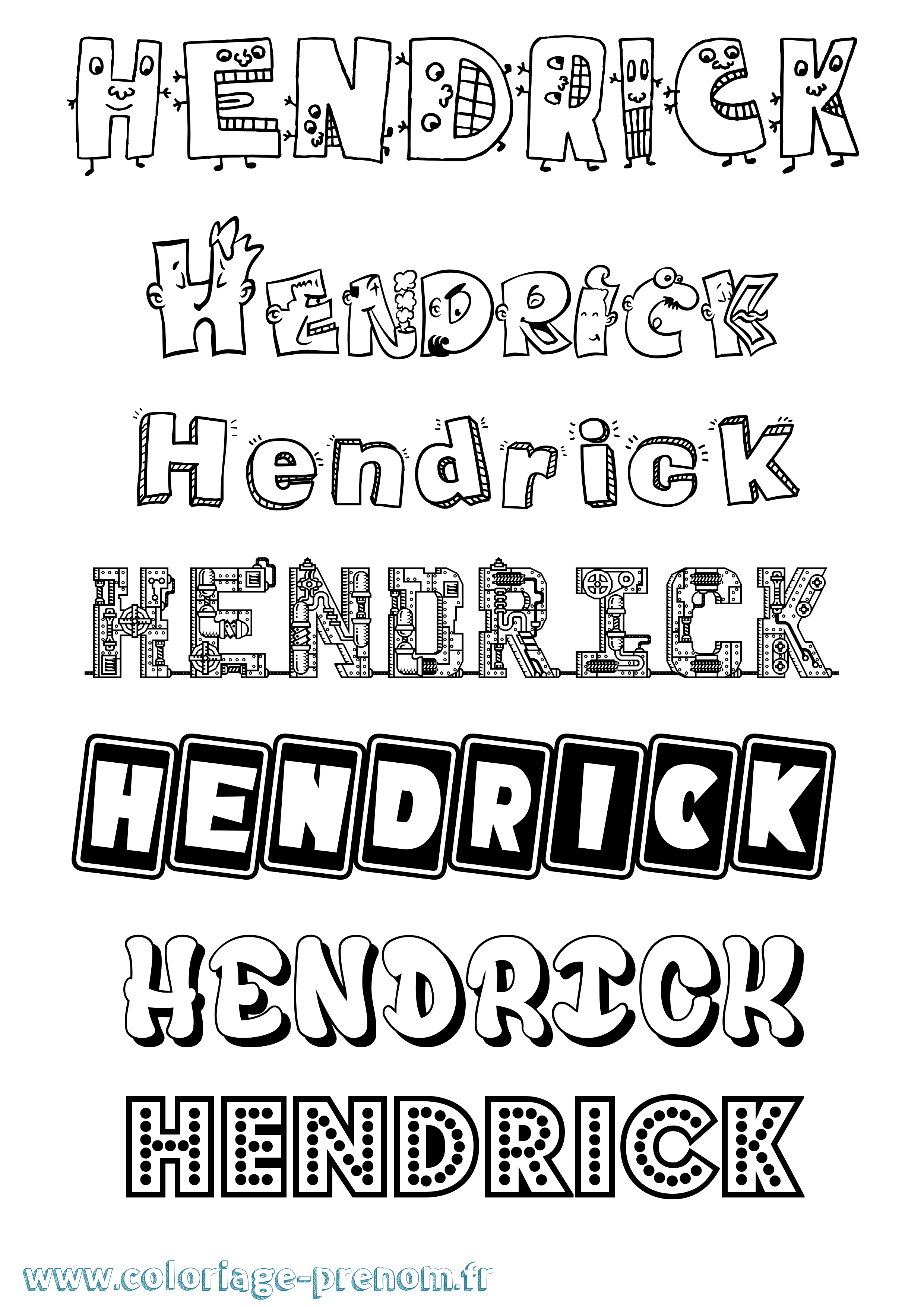 Coloriage prénom Hendrick Fun