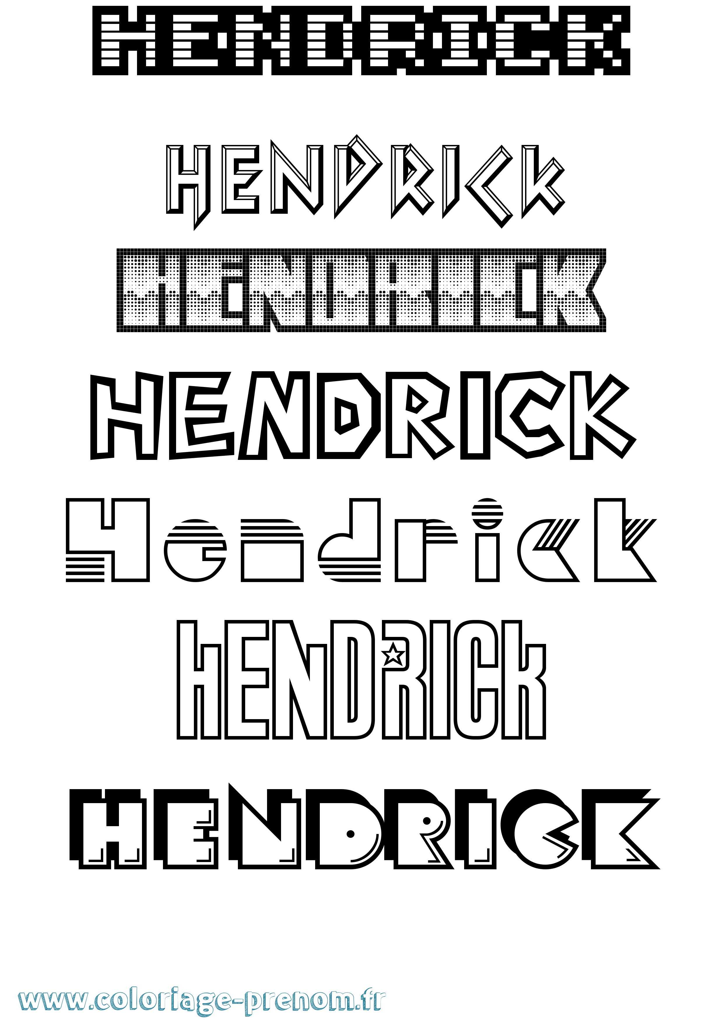 Coloriage prénom Hendrick Jeux Vidéos