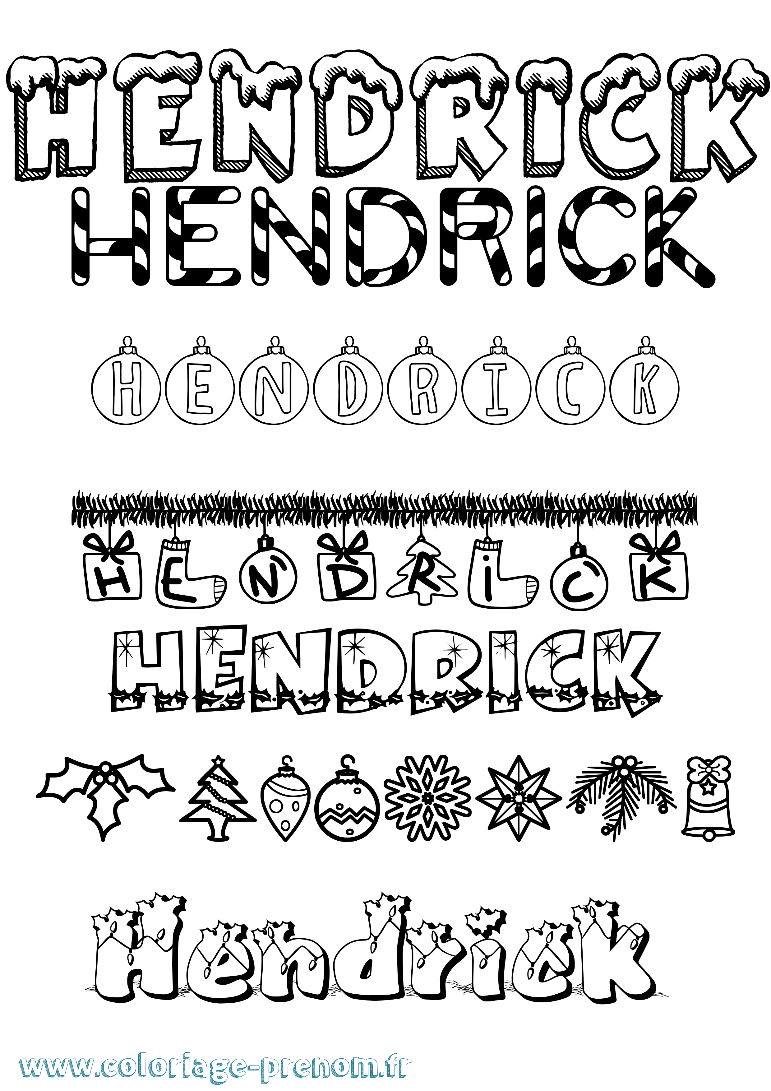 Coloriage prénom Hendrick Noël