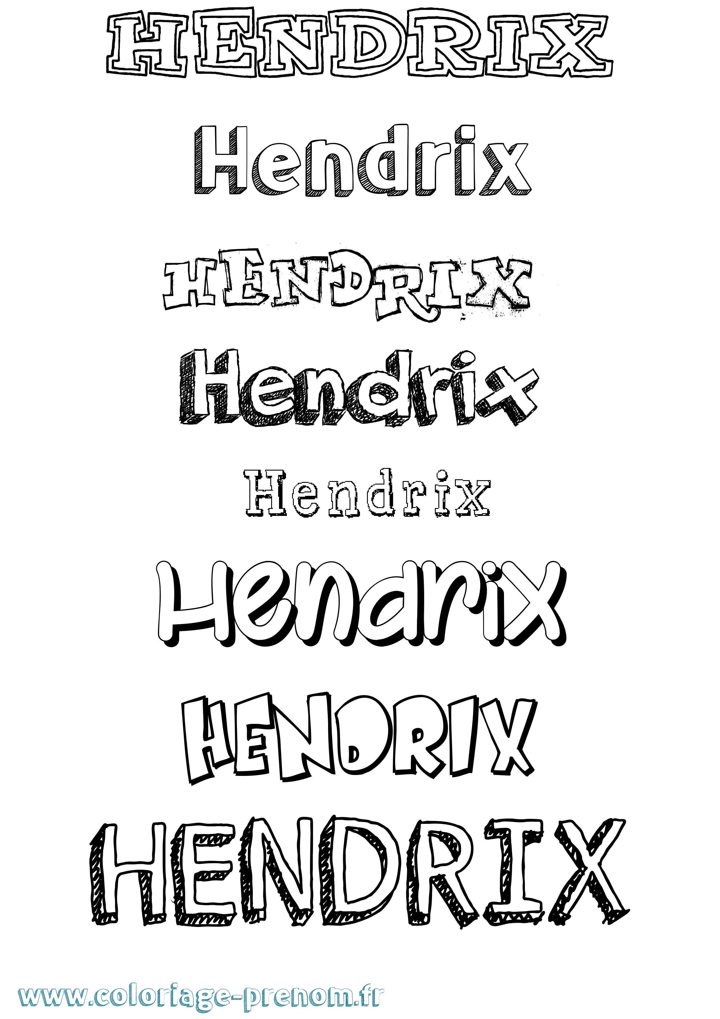 Coloriage prénom Hendrix Dessiné