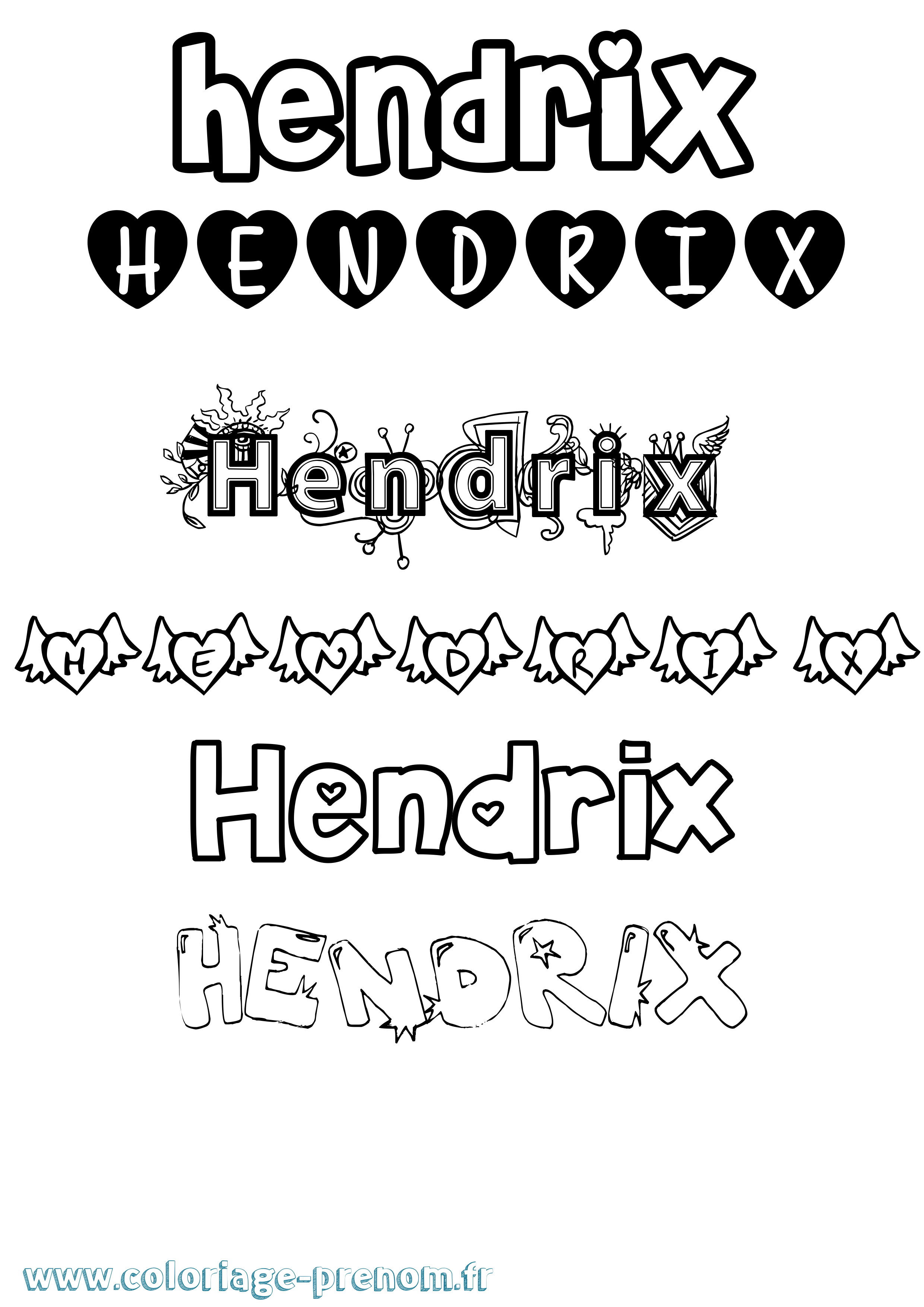 Coloriage prénom Hendrix Girly