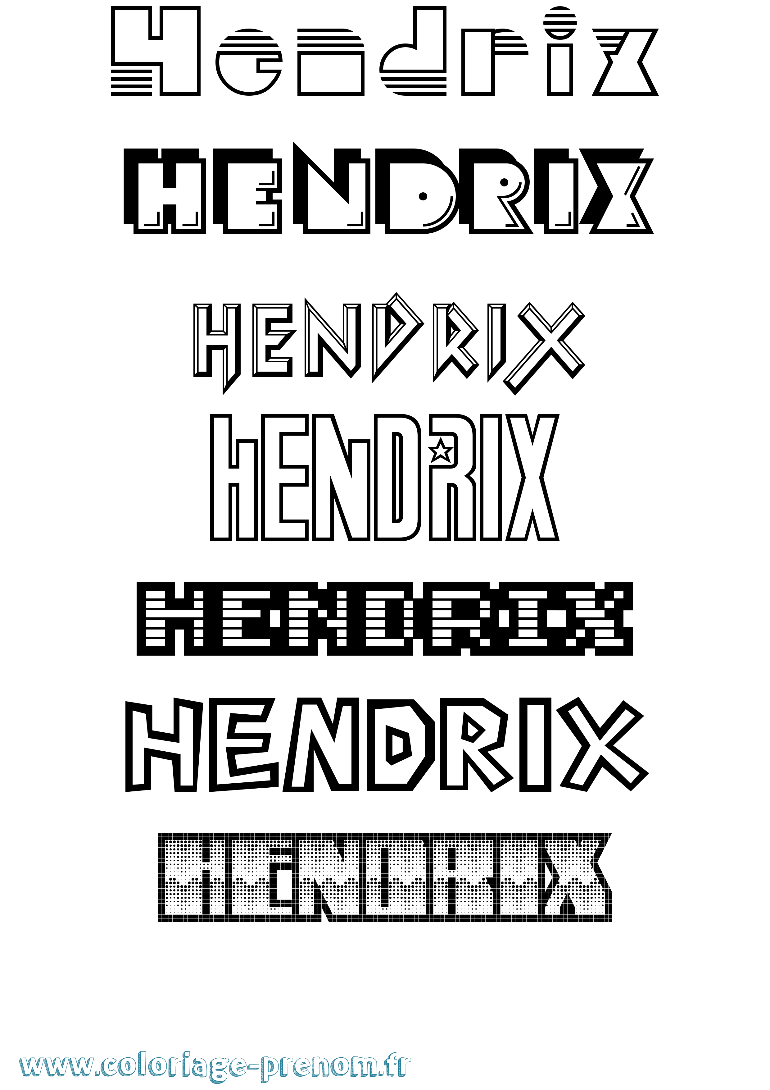 Coloriage prénom Hendrix Jeux Vidéos