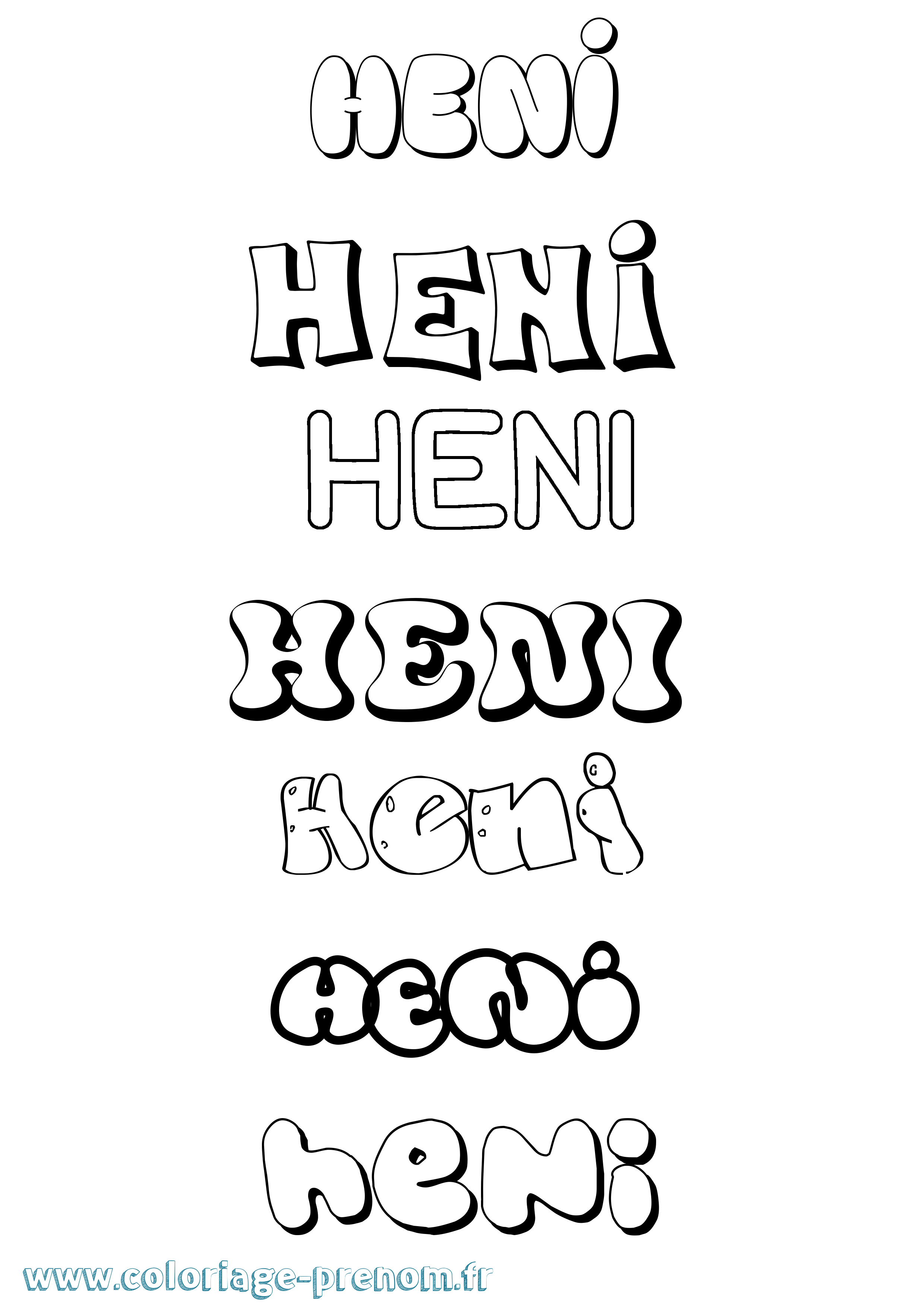 Coloriage Heni Bubble Coloriage prénom Heni Bubble