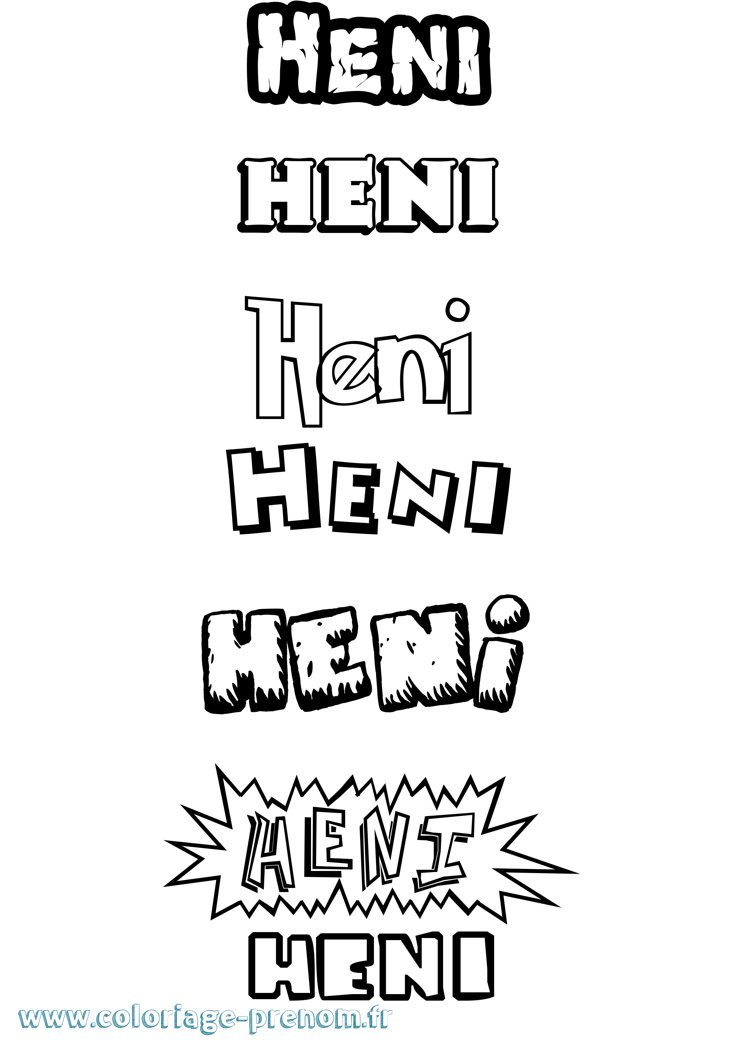 Coloriage Heni Dessin Animé Coloriage prénom Heni Dessin Animé
