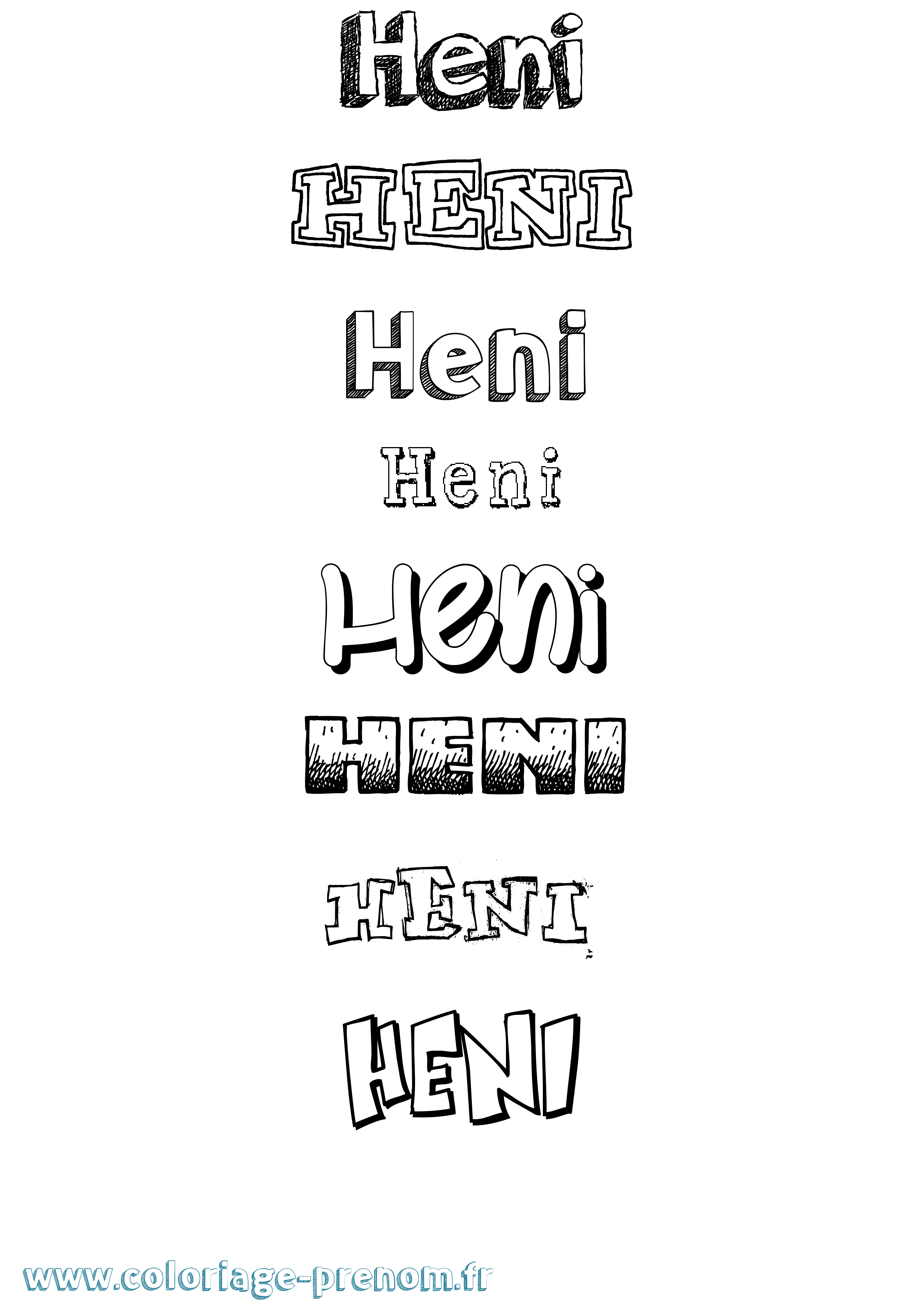 Coloriage Heni Dessiné Coloriage prénom Heni Dessiné