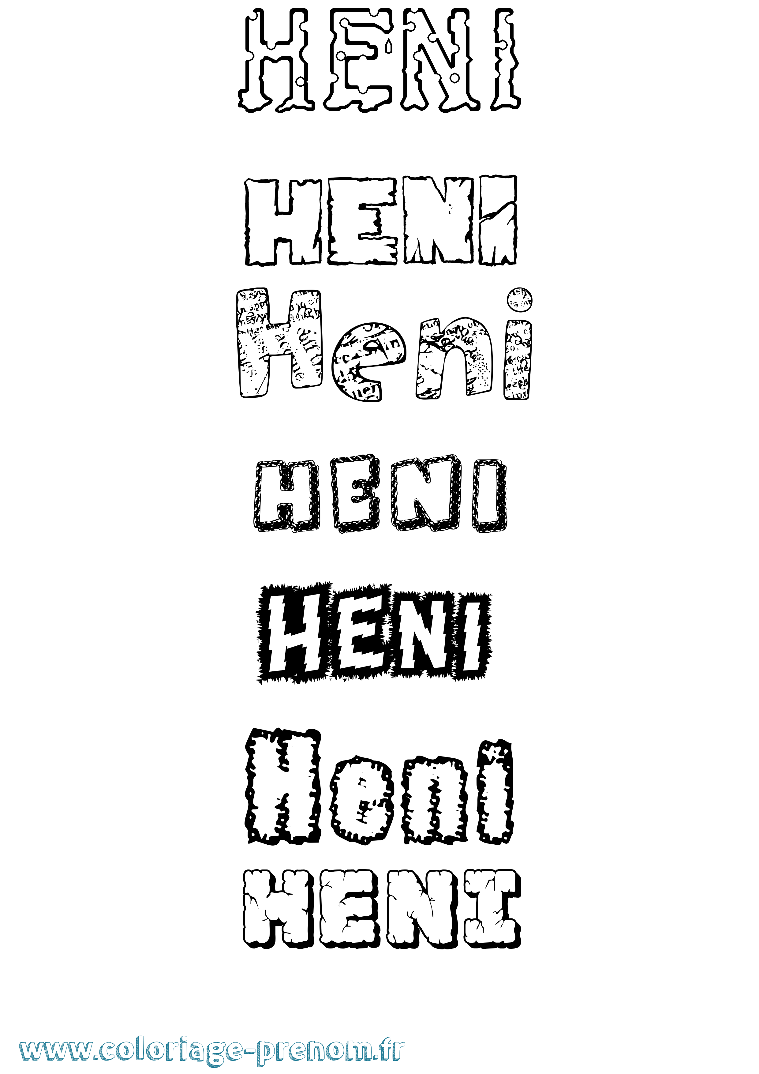 Coloriage Heni Destructuré Coloriage prénom Heni Destructuré