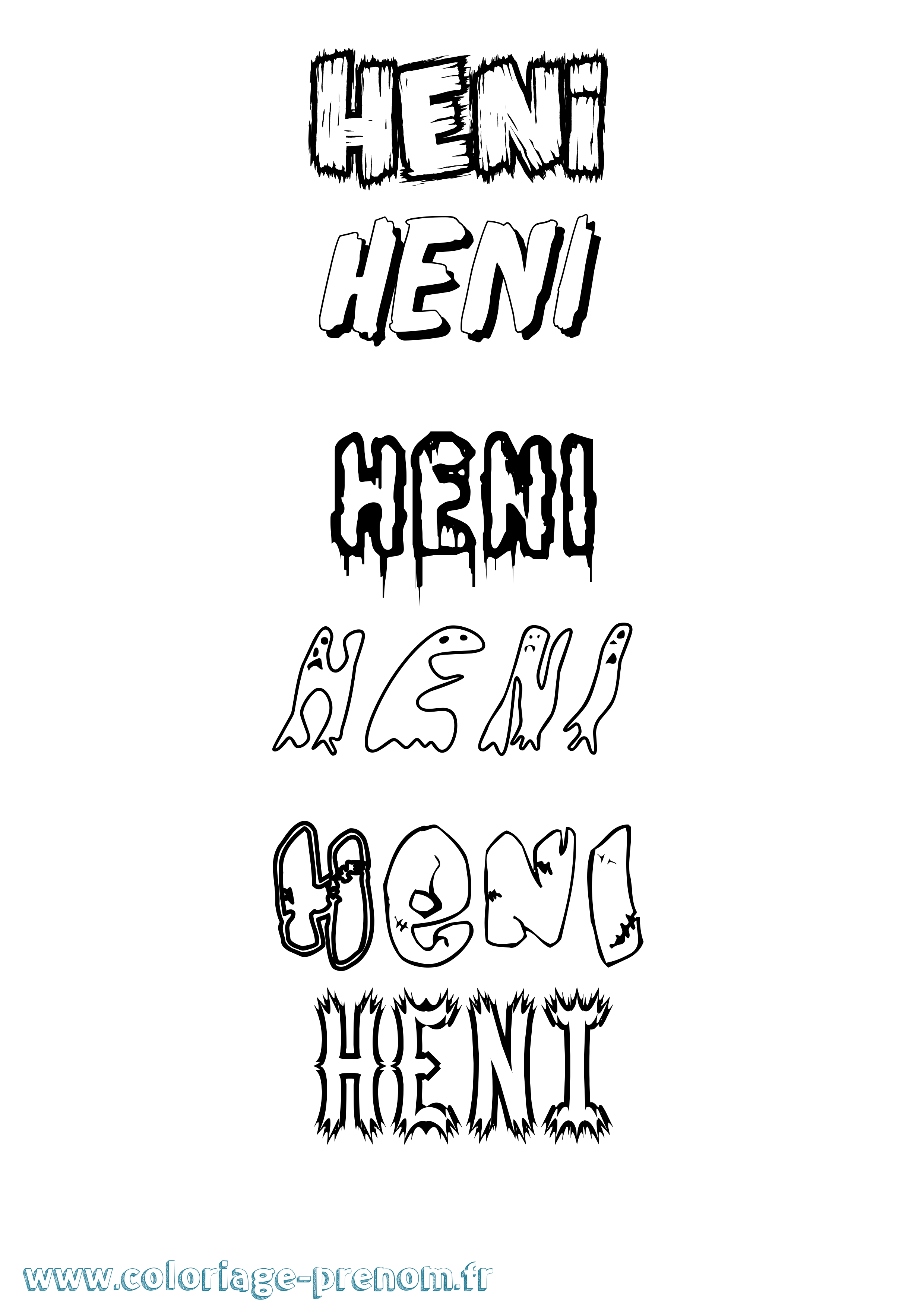Coloriage Heni Frisson Coloriage prénom Heni Frisson