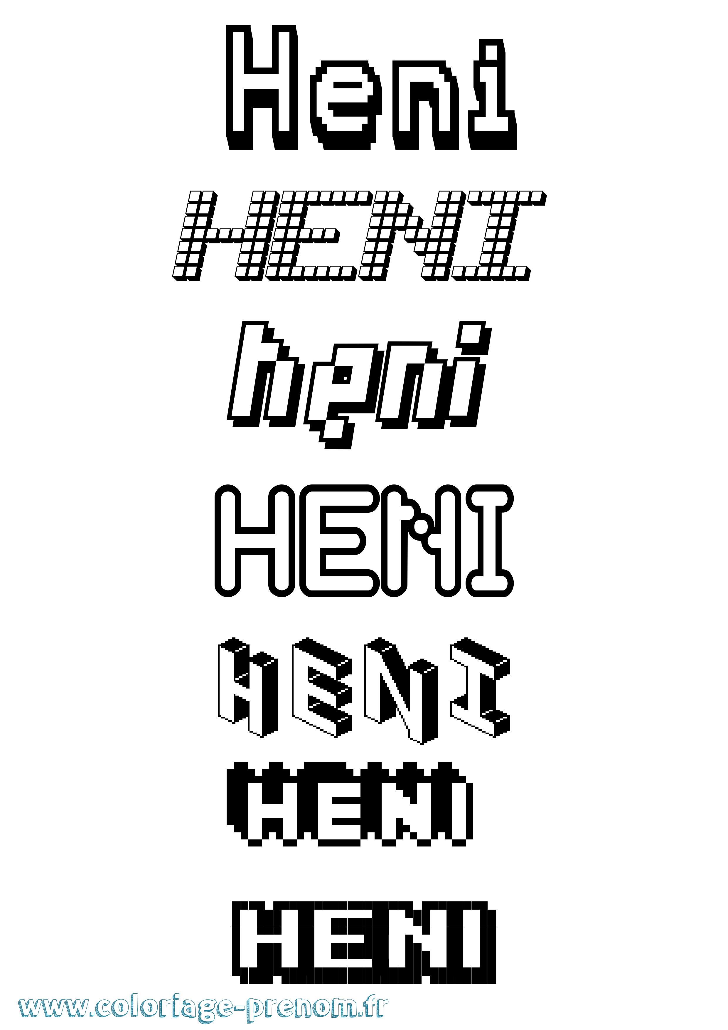 Coloriage Heni Pixel Coloriage prénom Heni Pixel