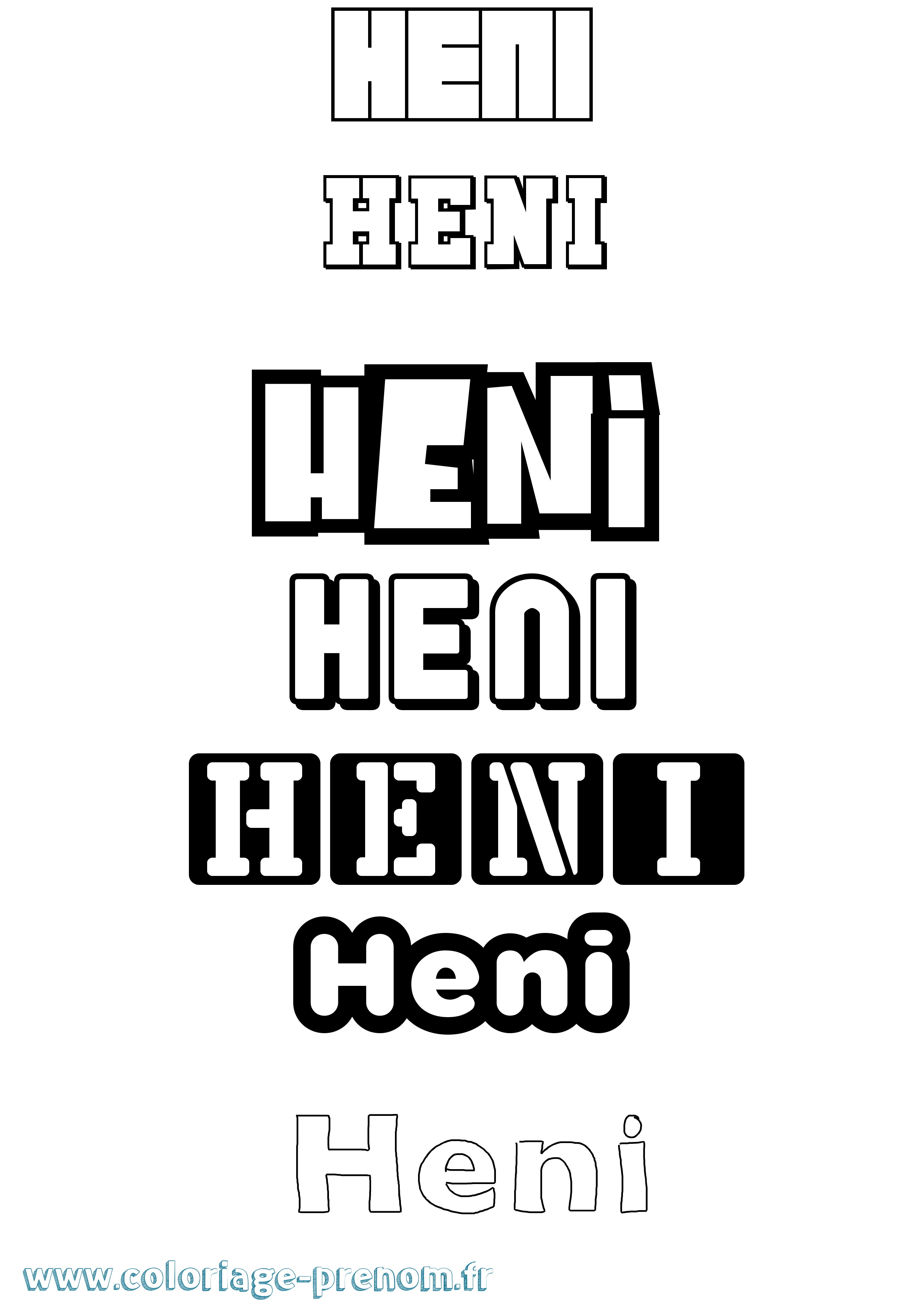 Coloriage Heni Simple Coloriage prénom Heni Simple