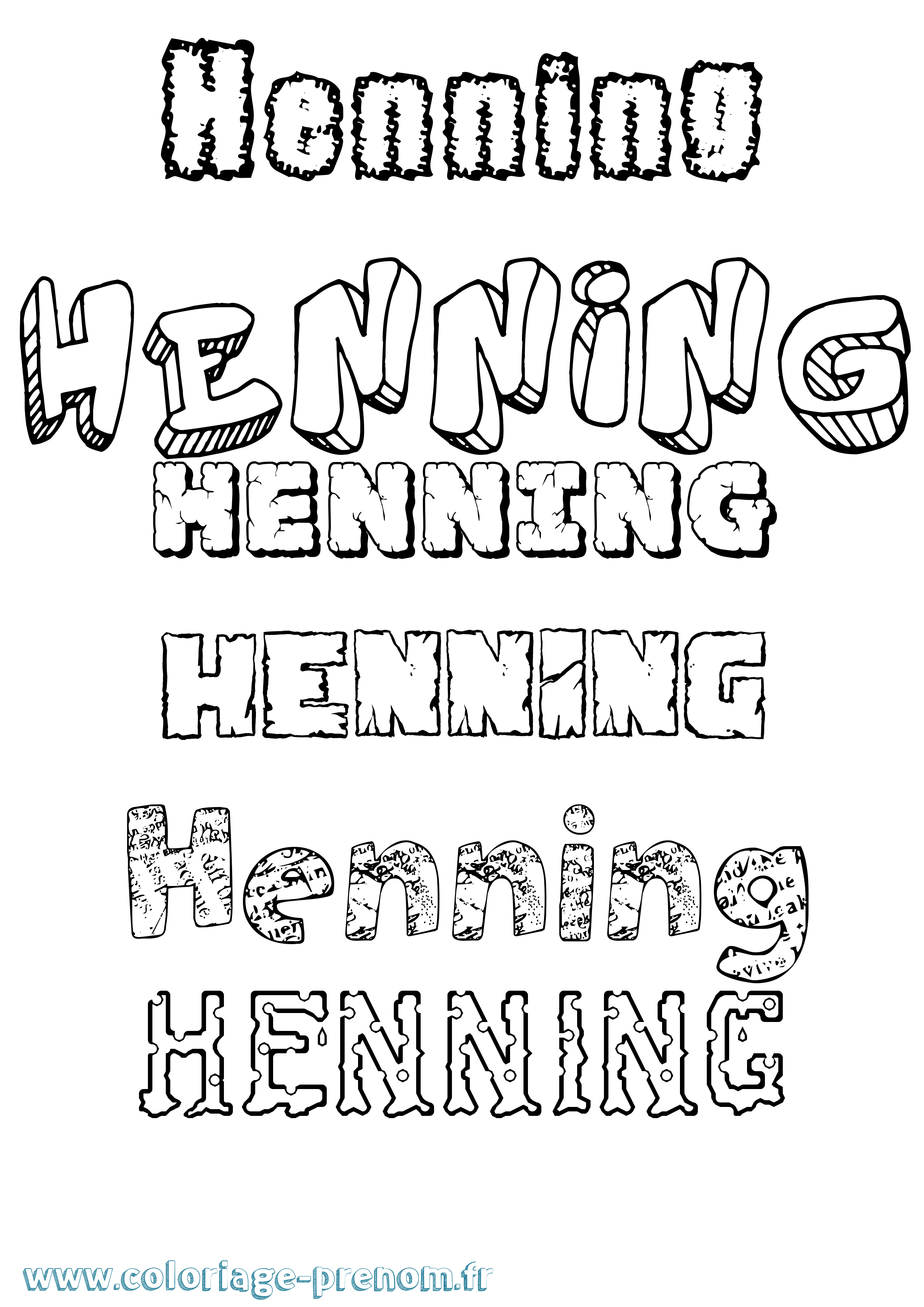 Coloriage prénom Henning Destructuré