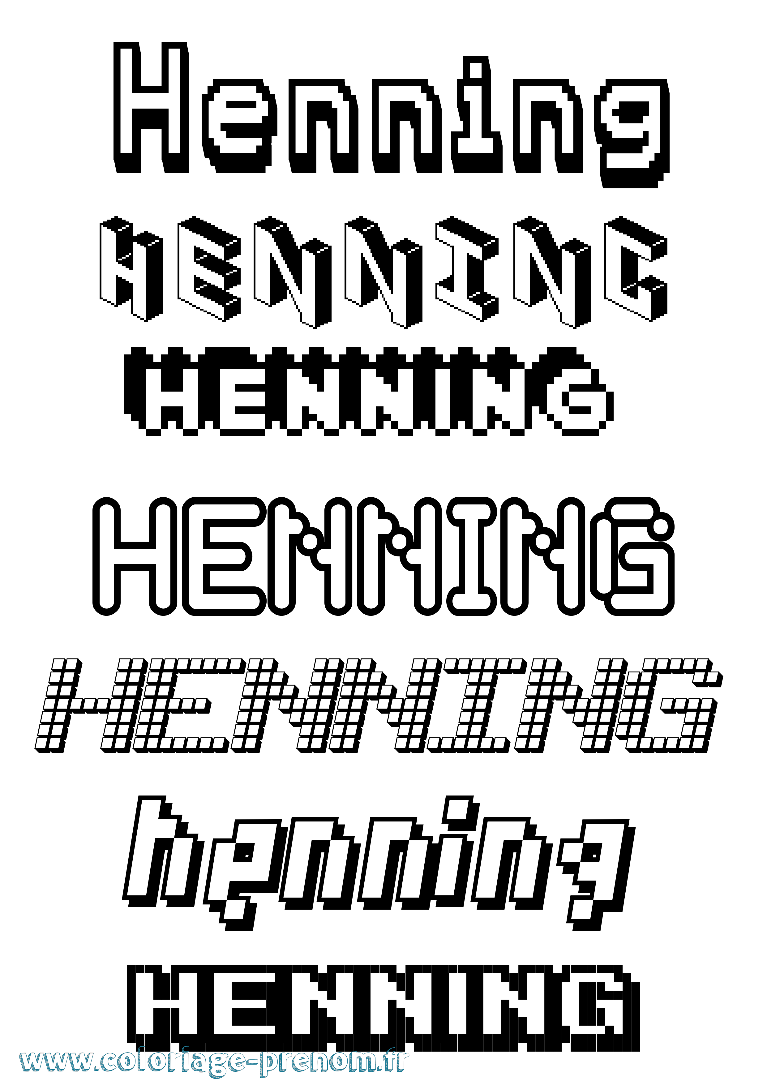 Coloriage prénom Henning Pixel