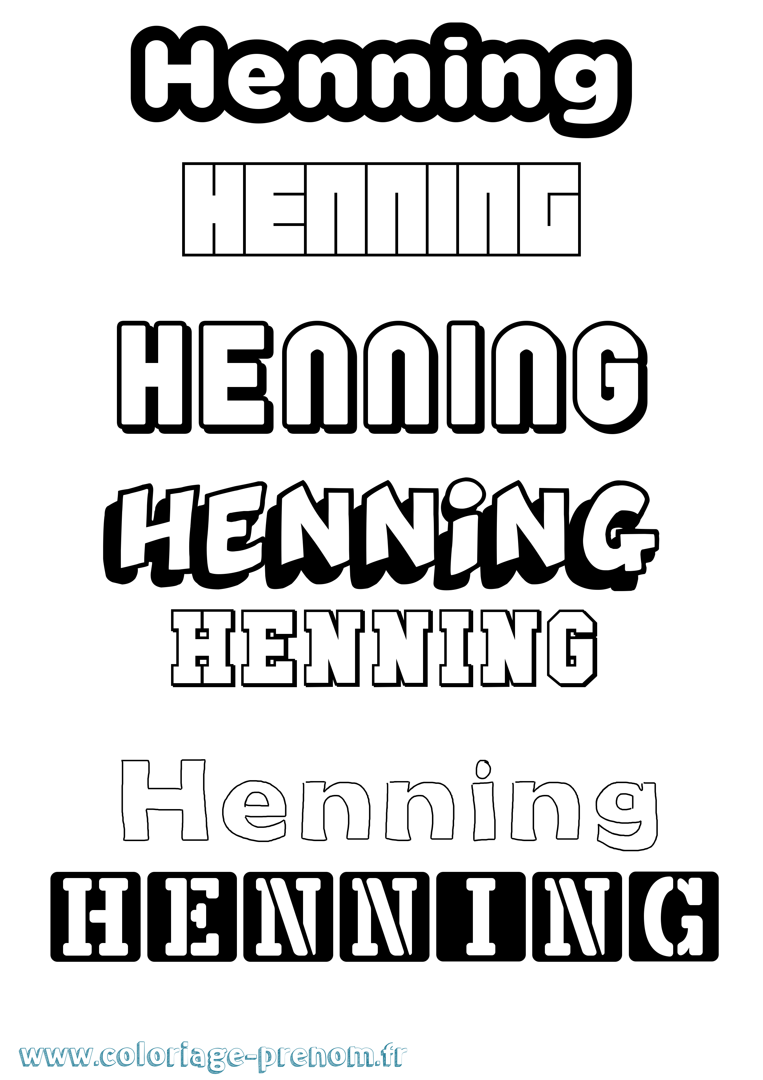 Coloriage prénom Henning Simple