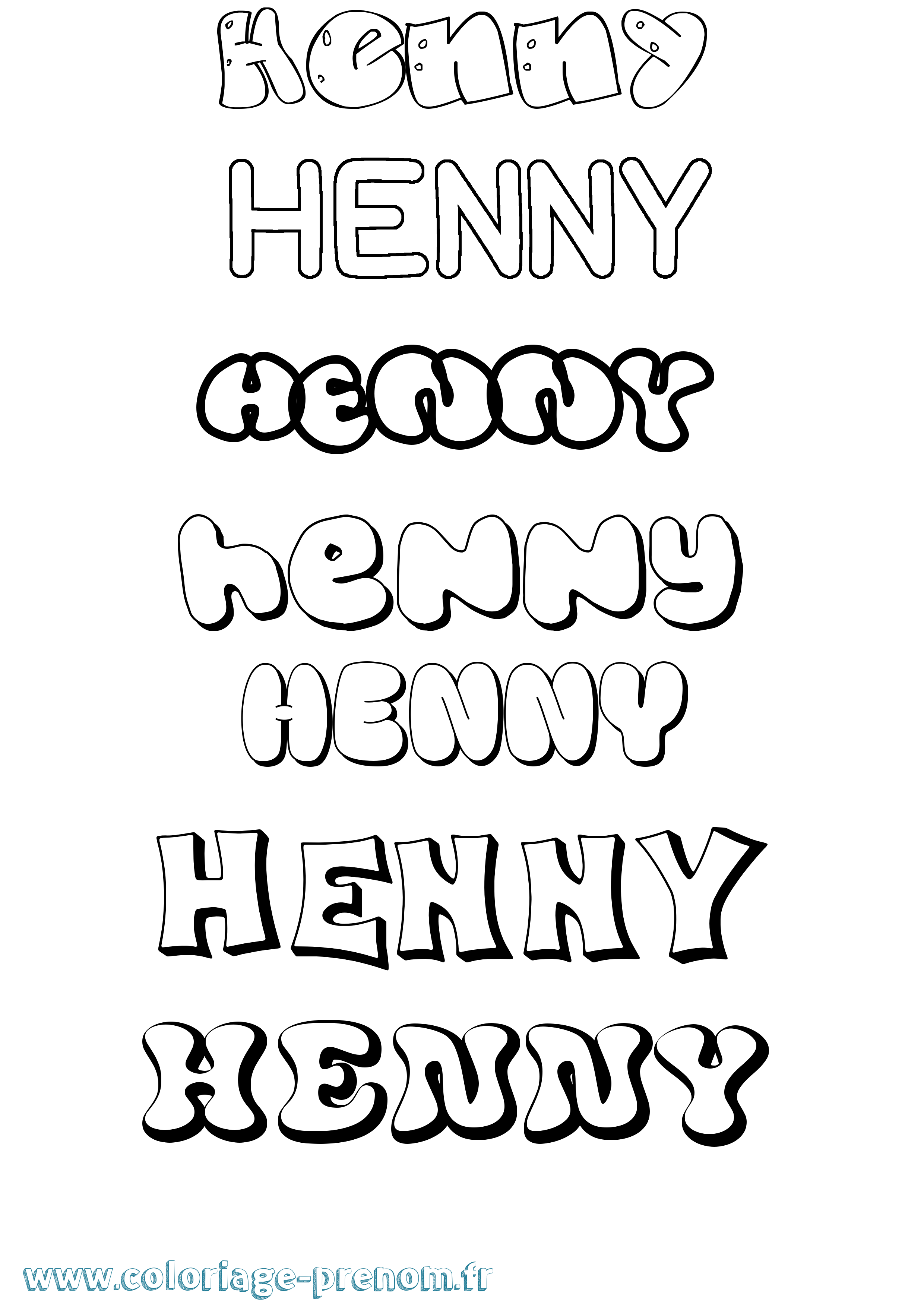 Coloriage Henny Bubble Coloriage prénom Henny Bubble