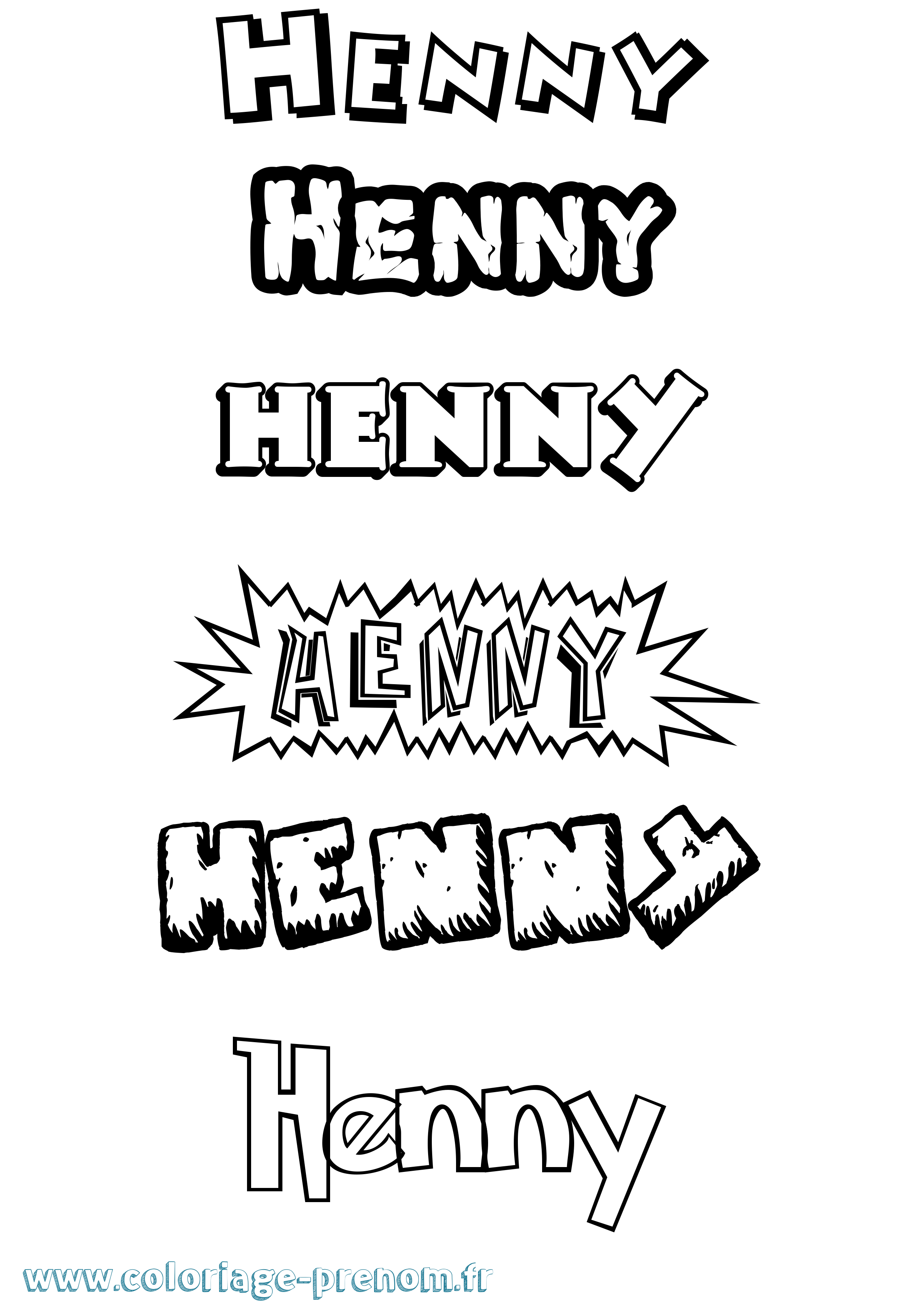 Coloriage Henny Dessin Animé Coloriage prénom Henny Dessin Animé