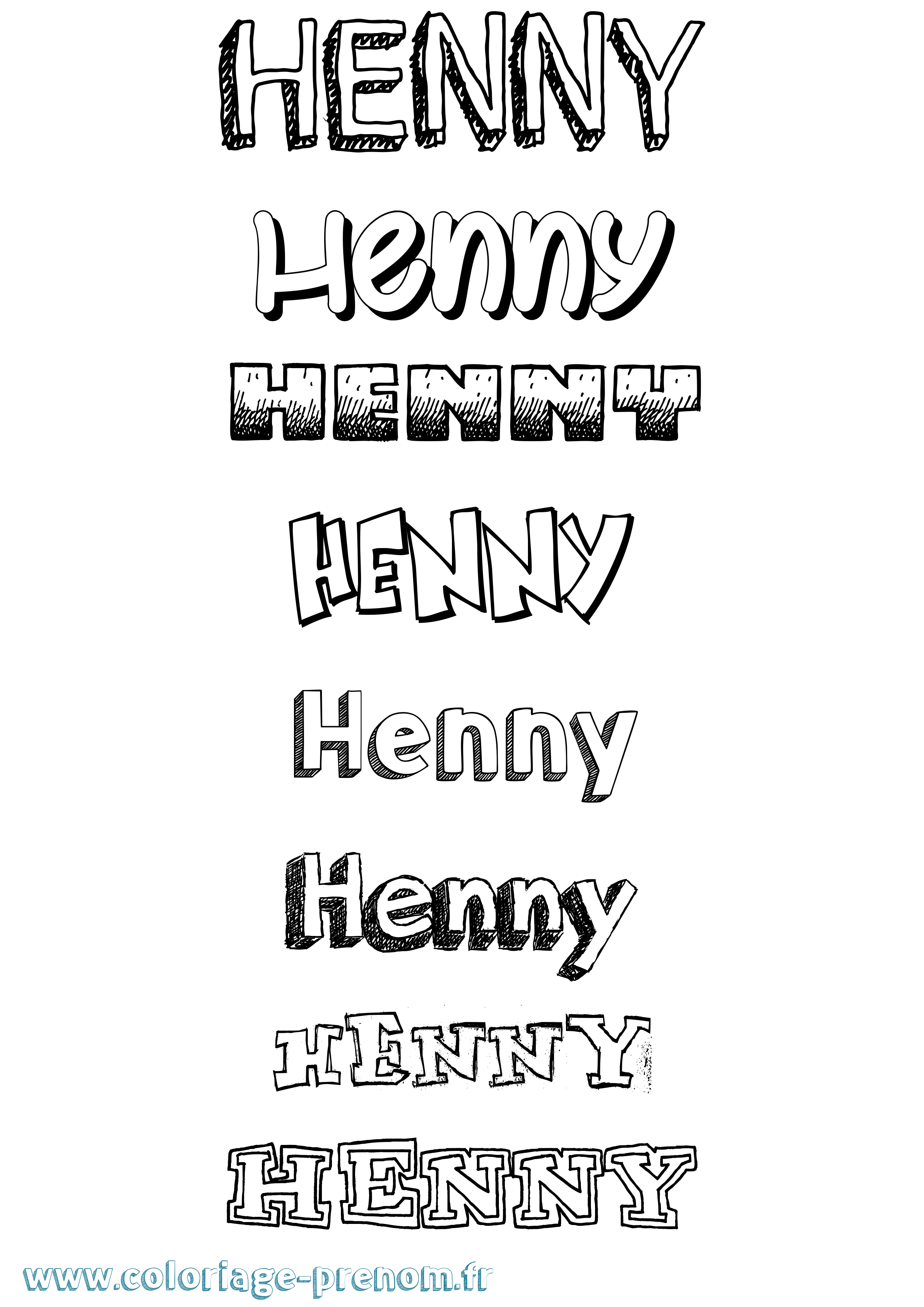 Coloriage Henny Dessiné Coloriage prénom Henny Dessiné
