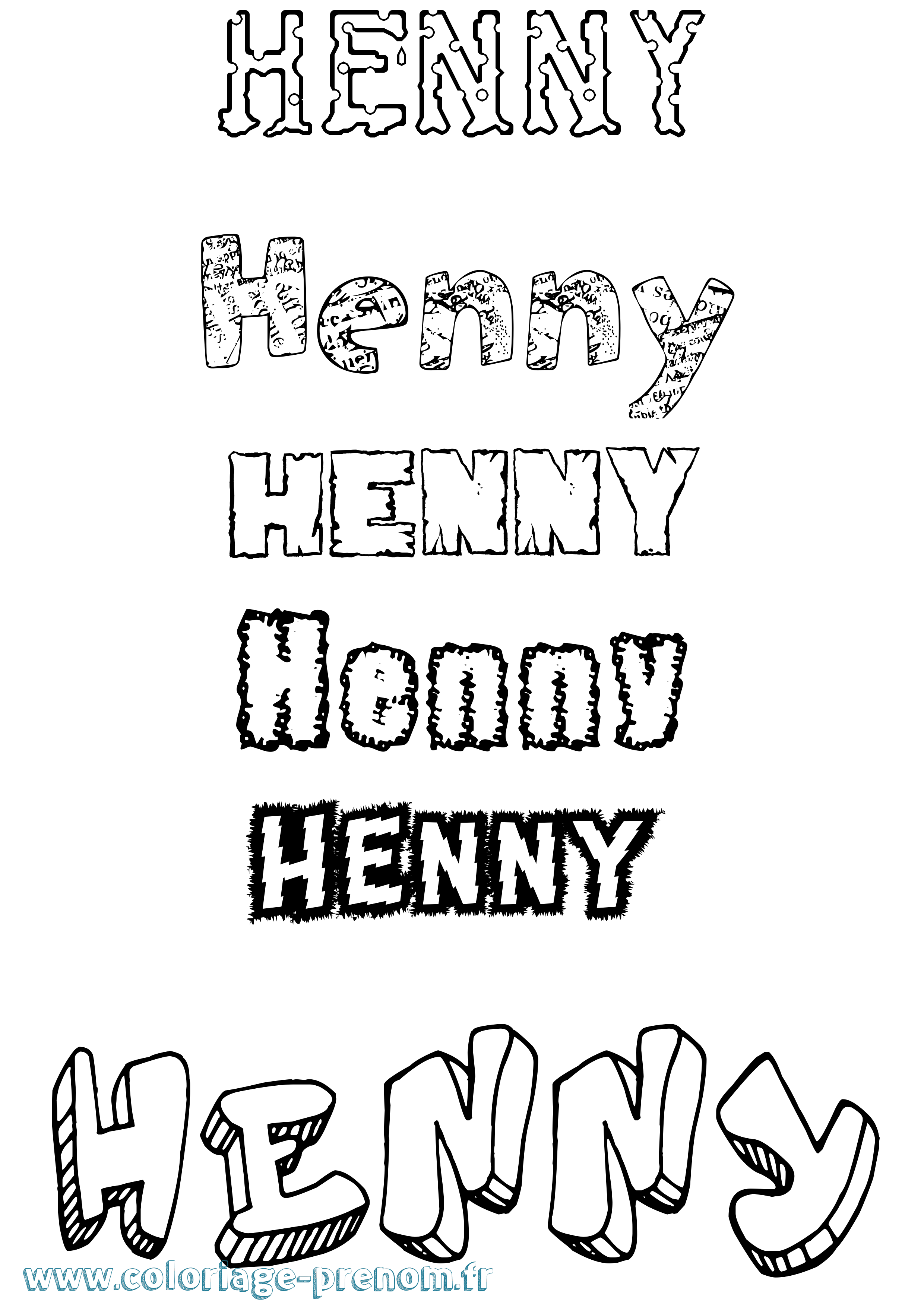 Coloriage prénom Henny Destructuré