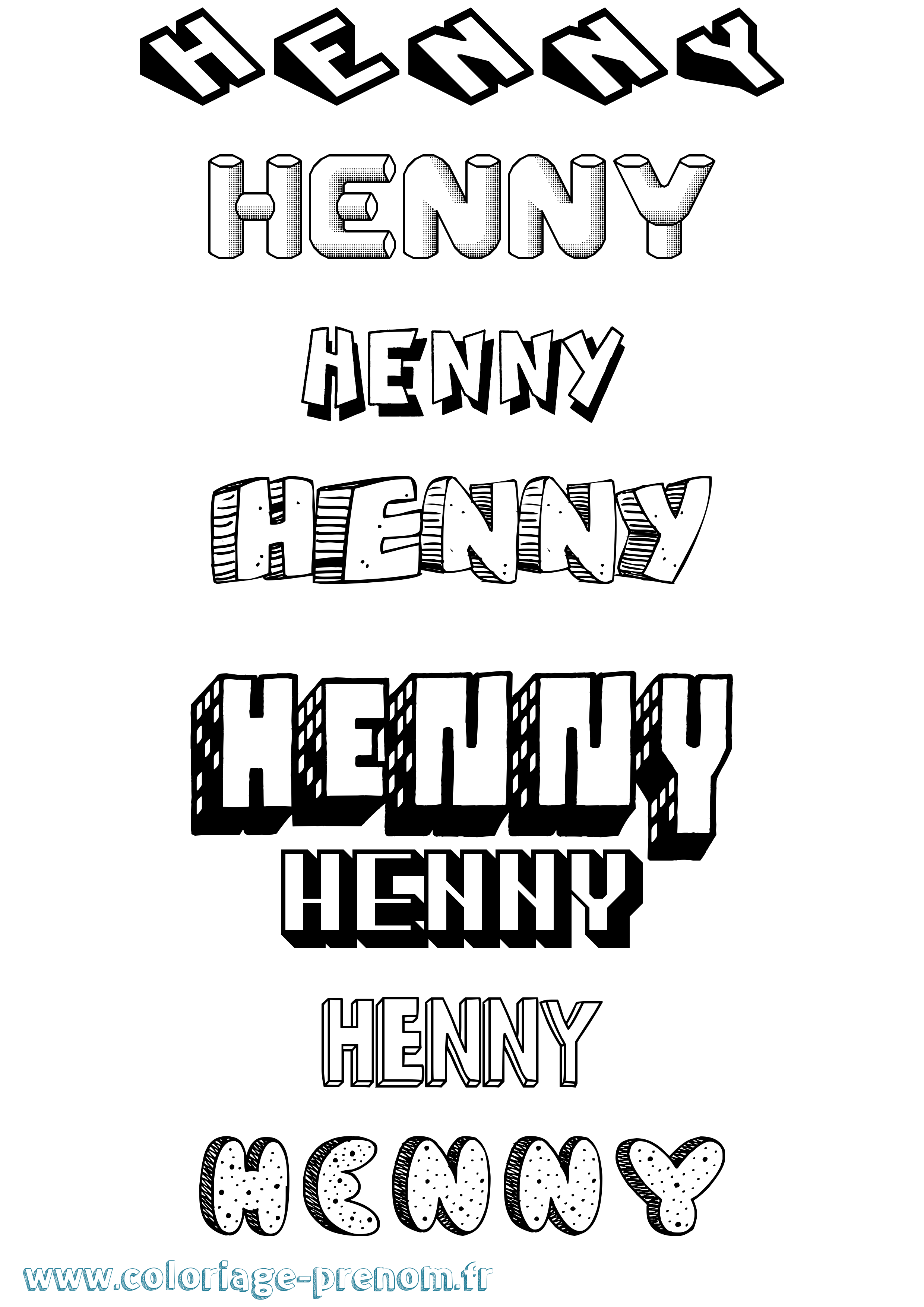Coloriage Henny Effet 3D Coloriage prénom Henny Effet 3D