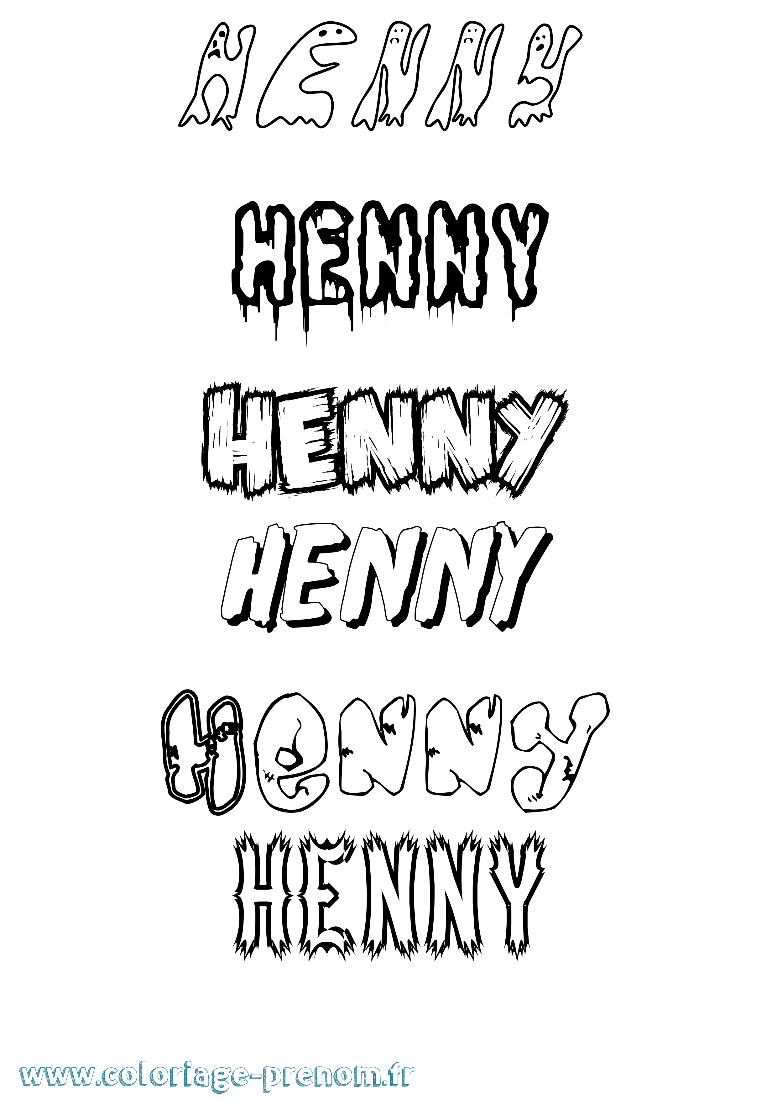 Coloriage prénom Henny Frisson