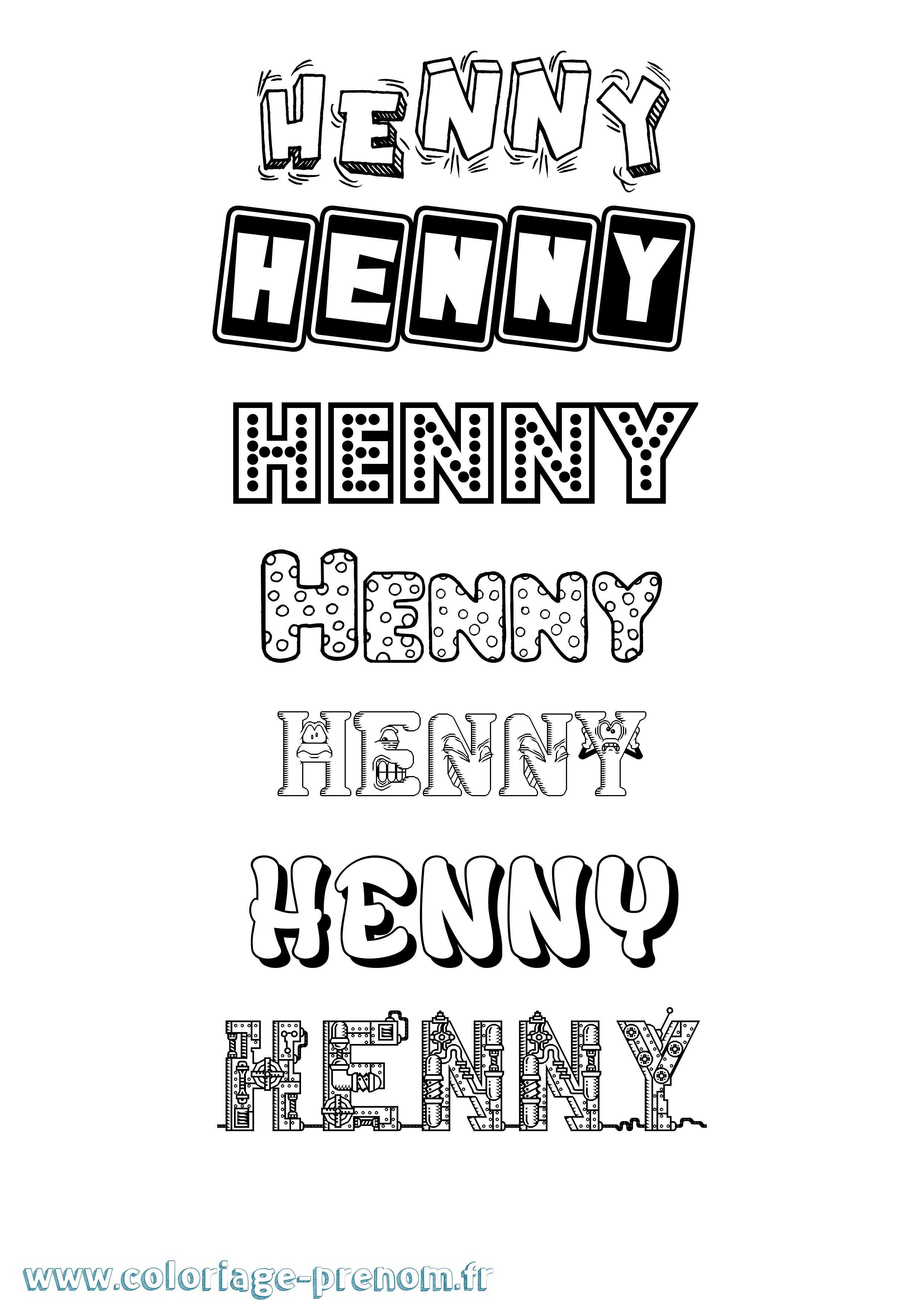 Coloriage Henny Fun Coloriage prénom Henny Fun