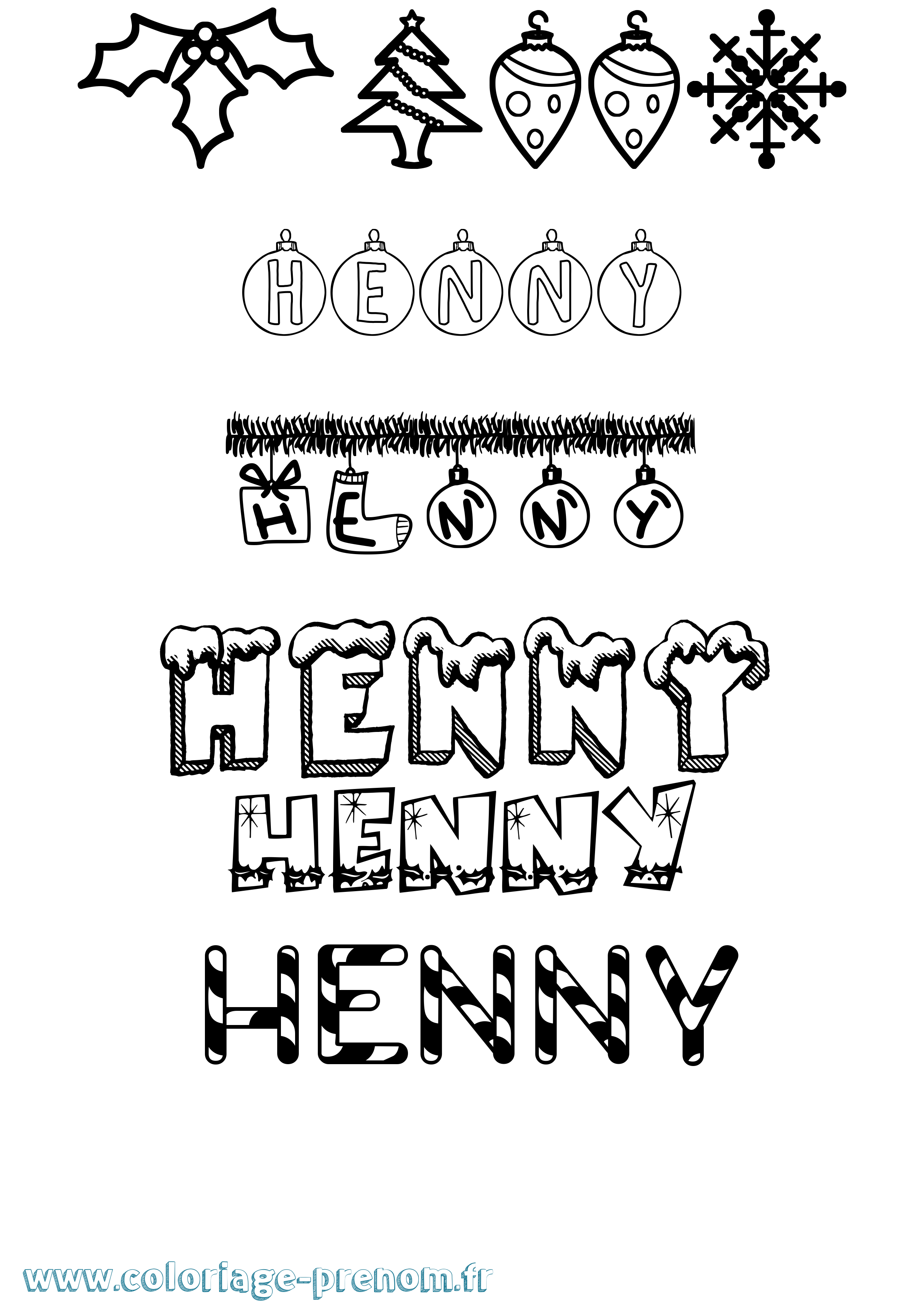 Coloriage Henny Noël Coloriage prénom Henny Noël