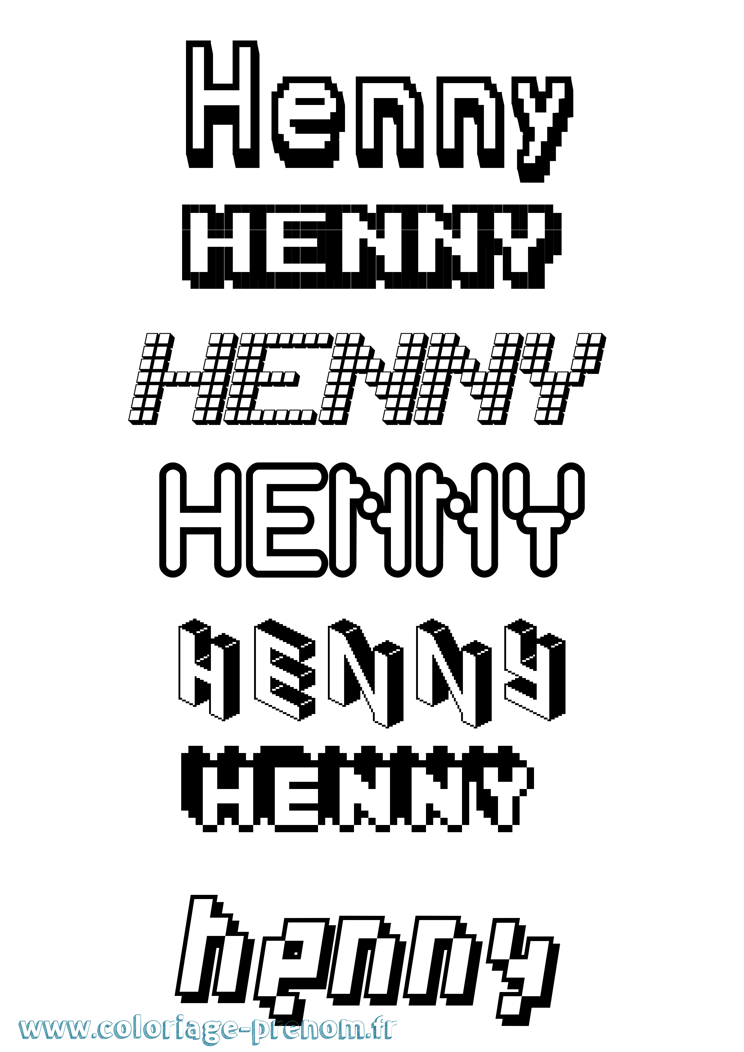 Coloriage prénom Henny Pixel
