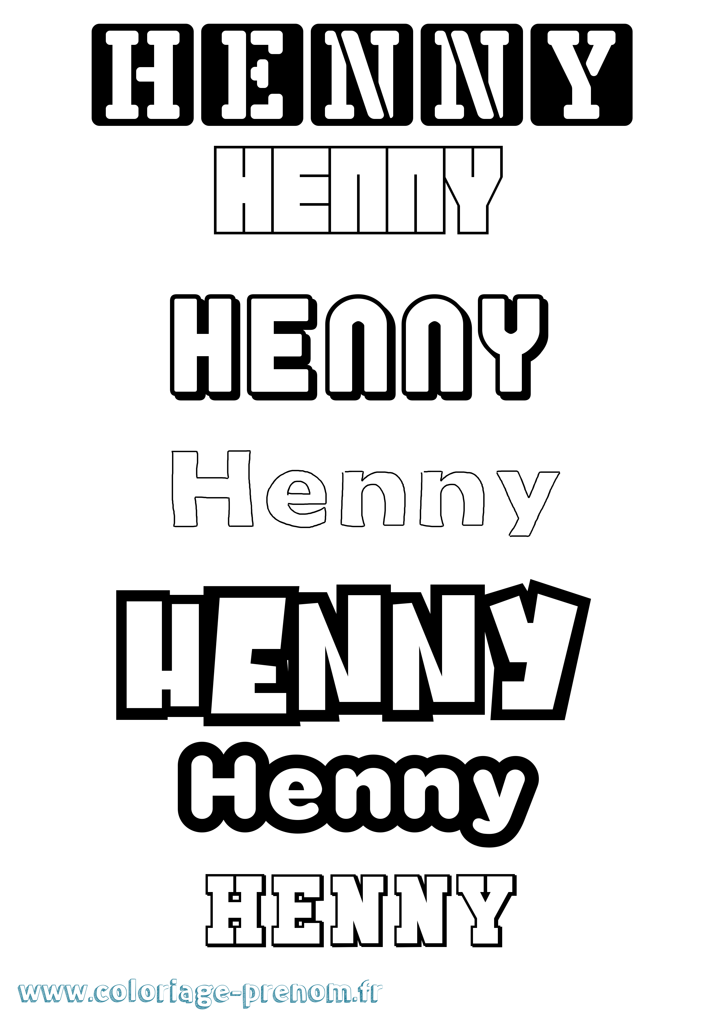 Coloriage Henny Simple Coloriage prénom Henny Simple