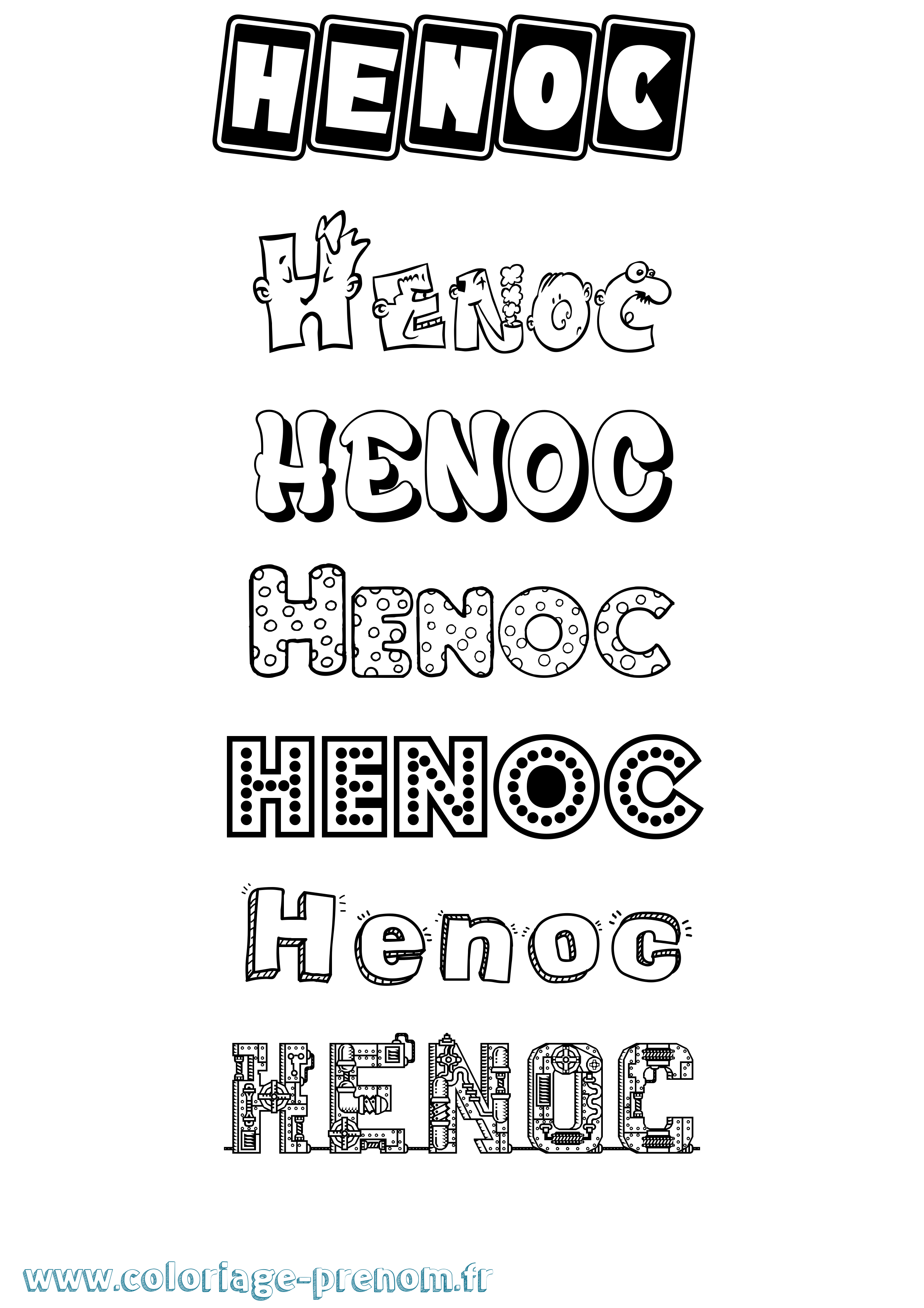 Coloriage prénom Henoc Fun
