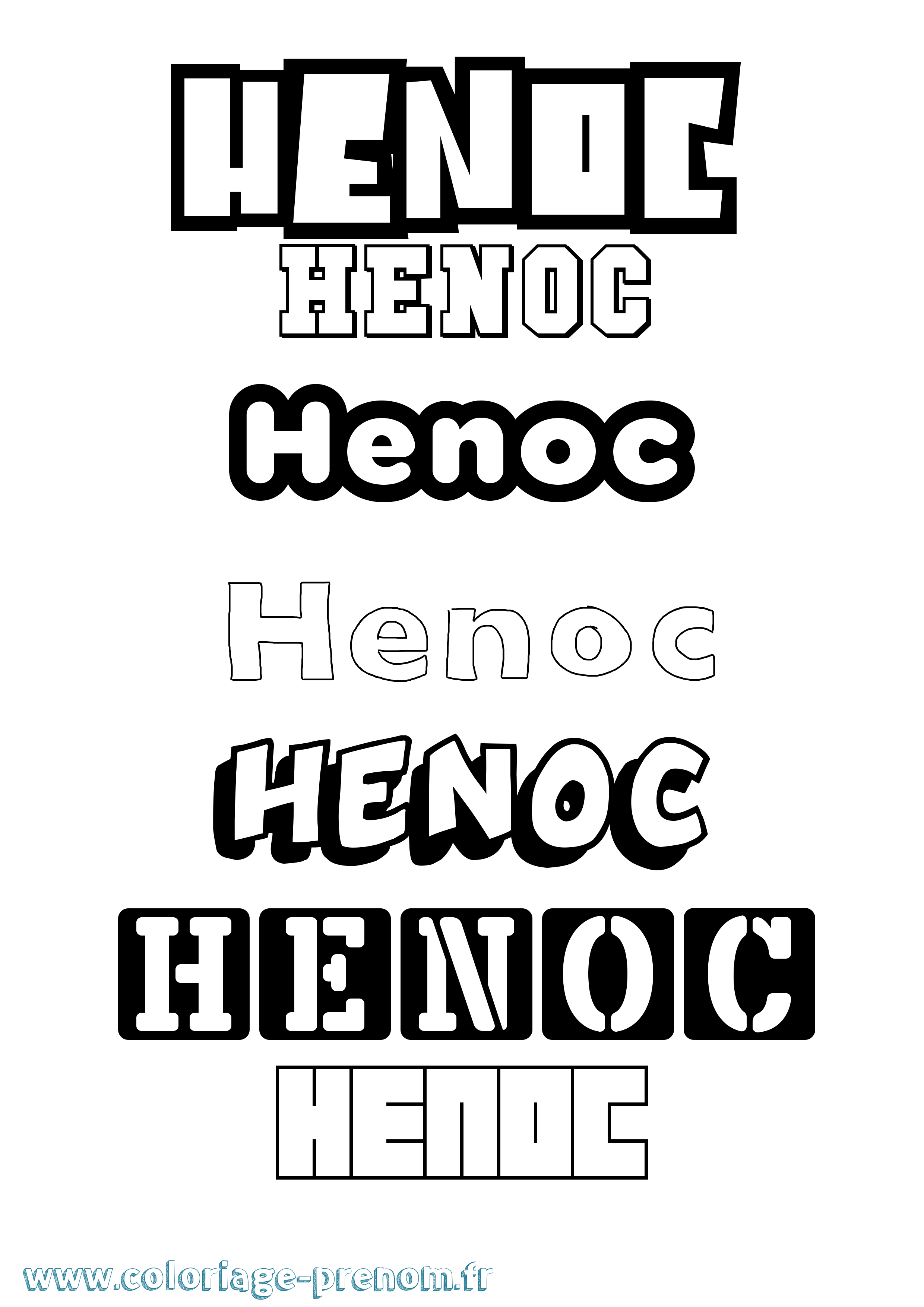 Coloriage prénom Henoc Simple