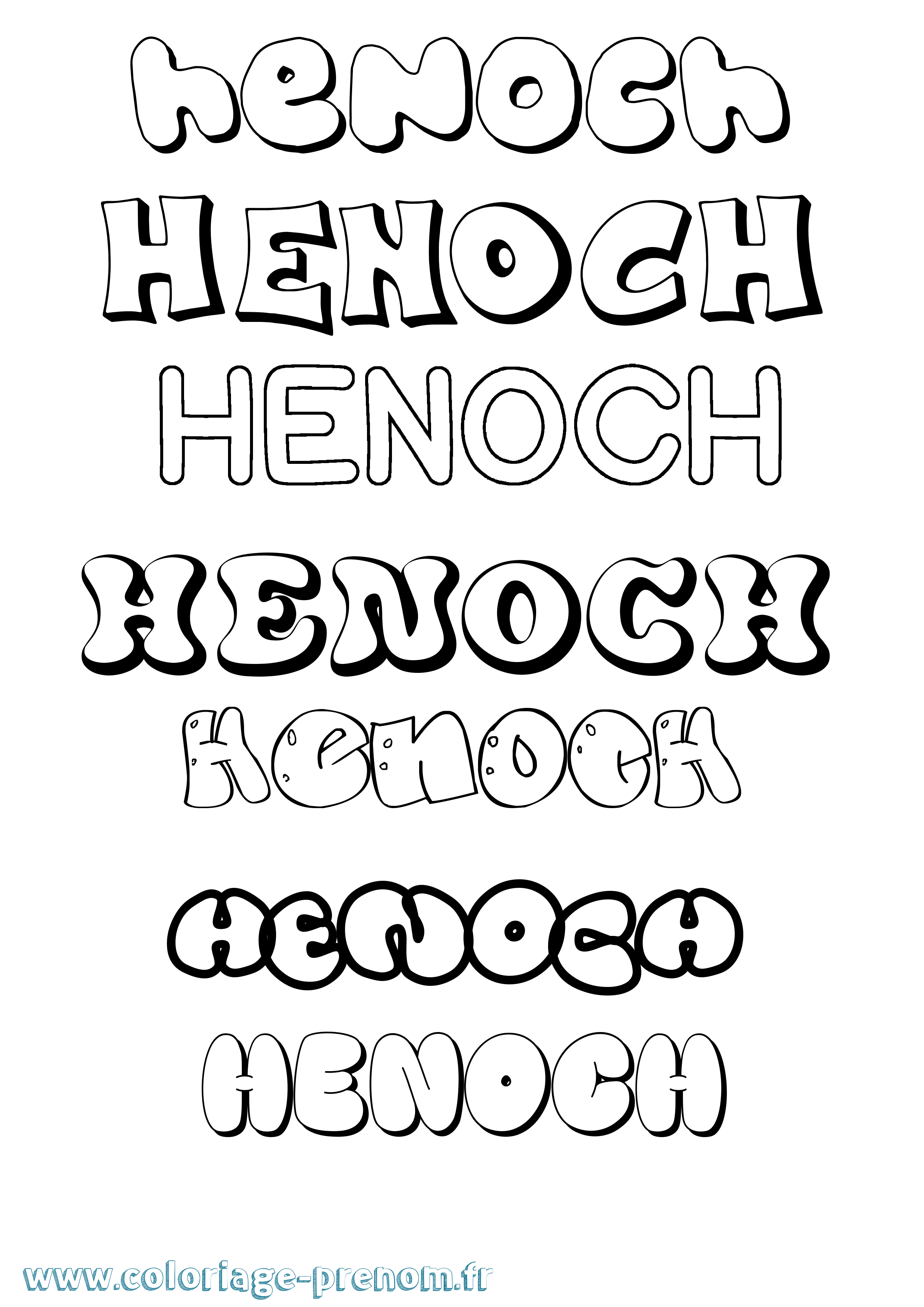 Coloriage prénom Henoch Bubble