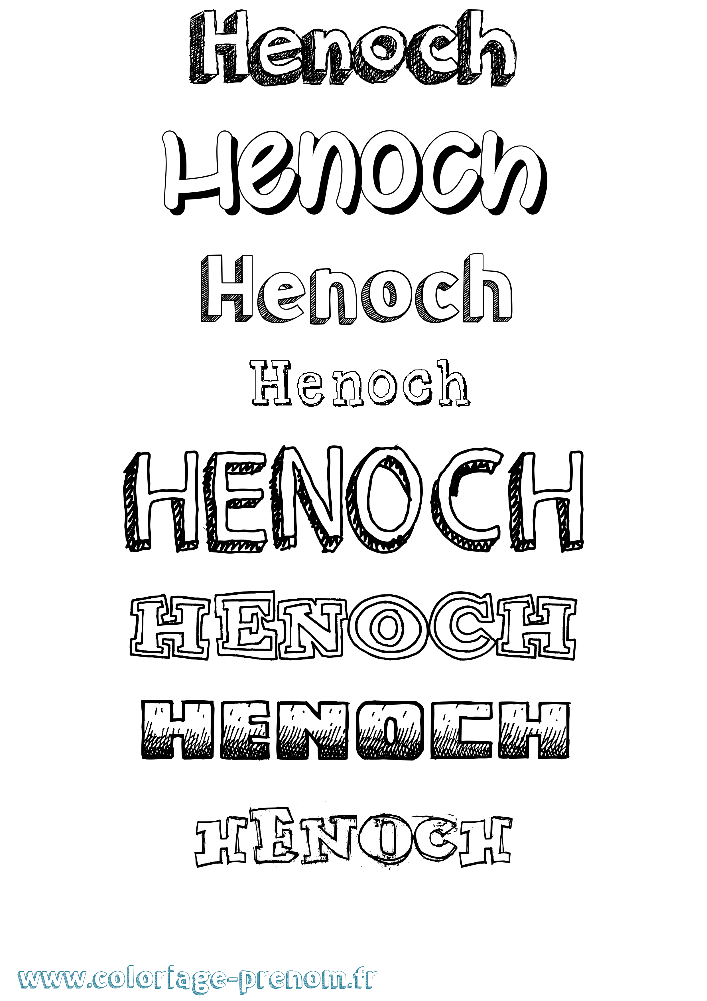 Coloriage prénom Henoch Dessiné