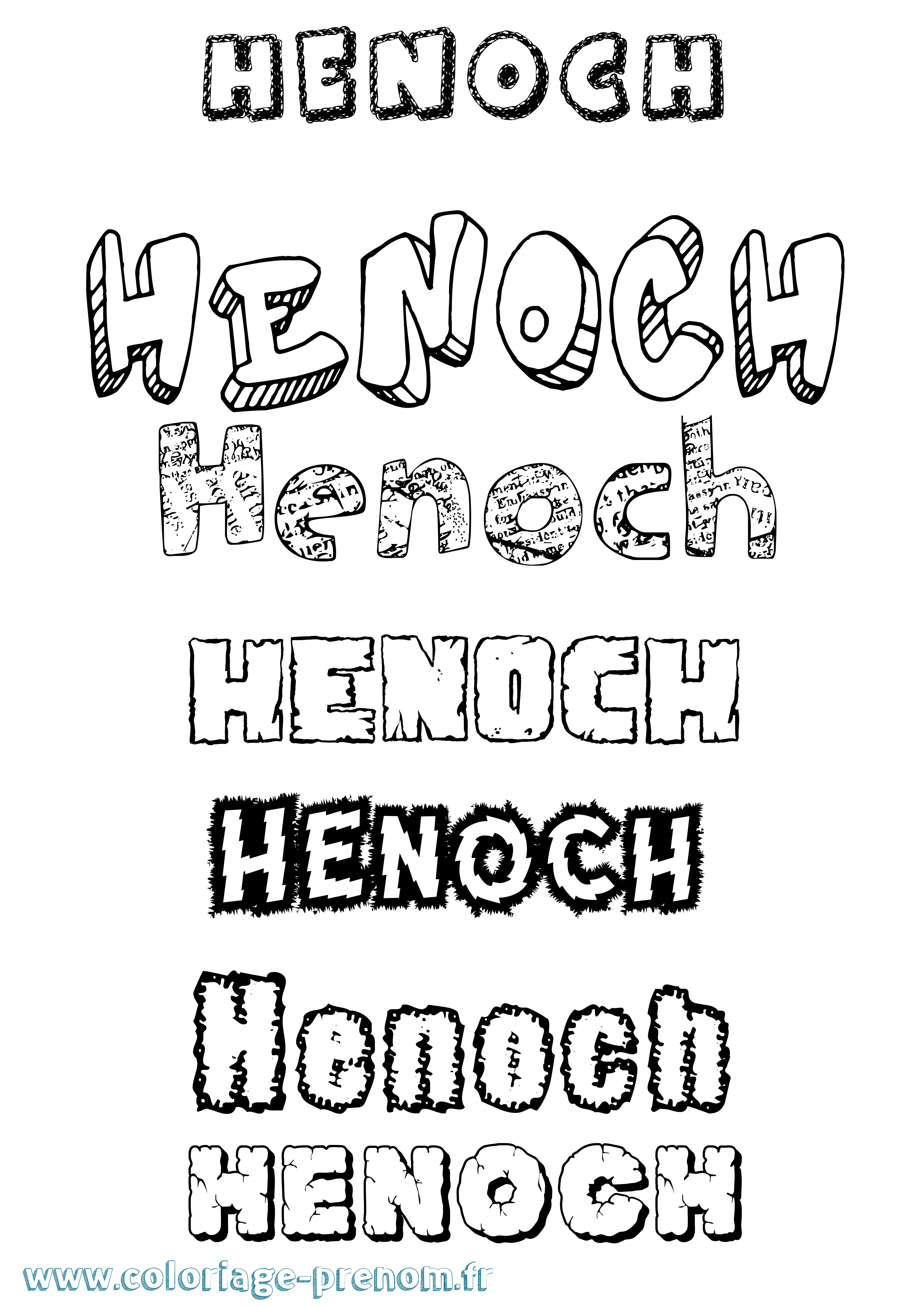Coloriage prénom Henoch Destructuré