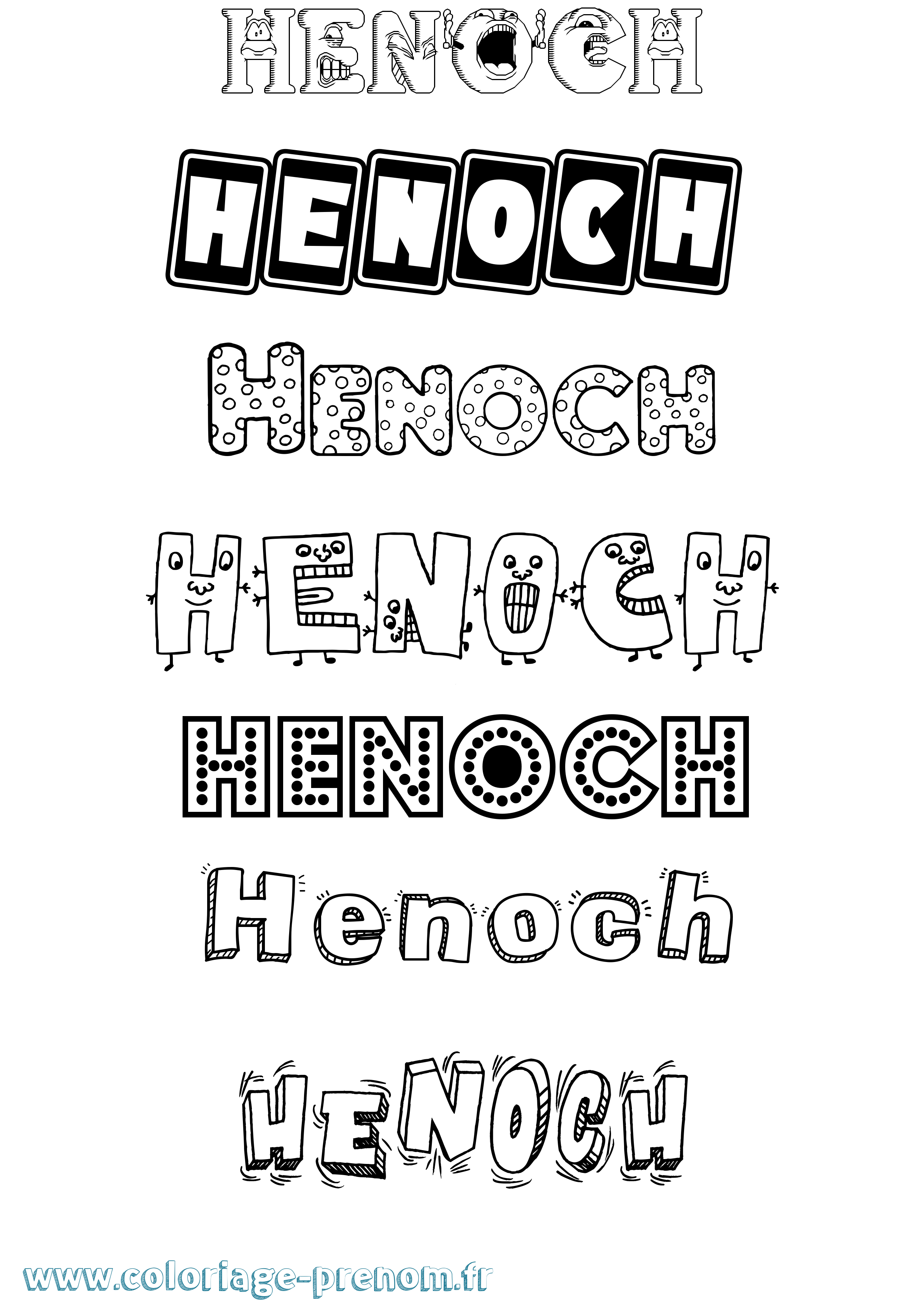 Coloriage prénom Henoch Fun