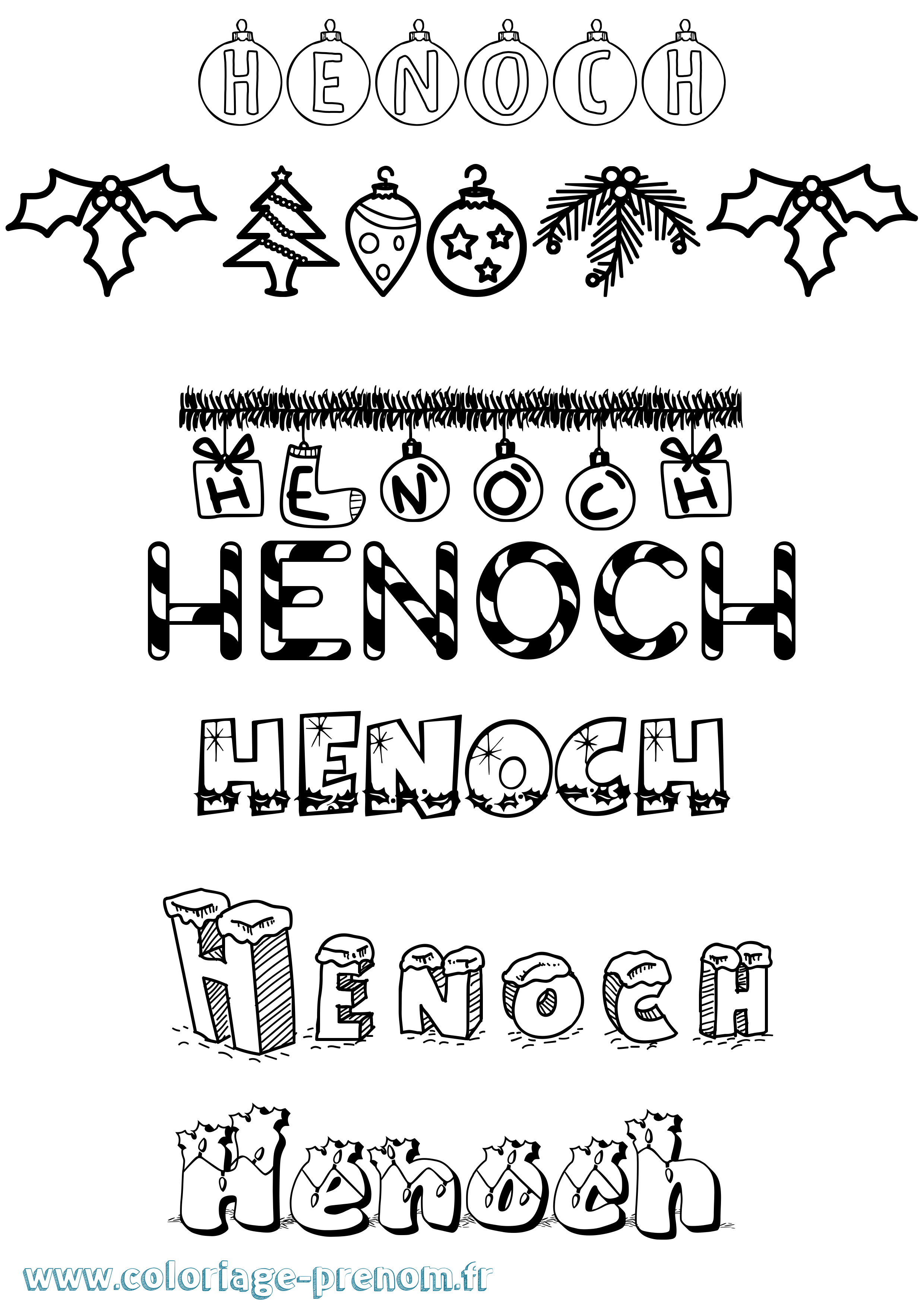 Coloriage prénom Henoch Noël