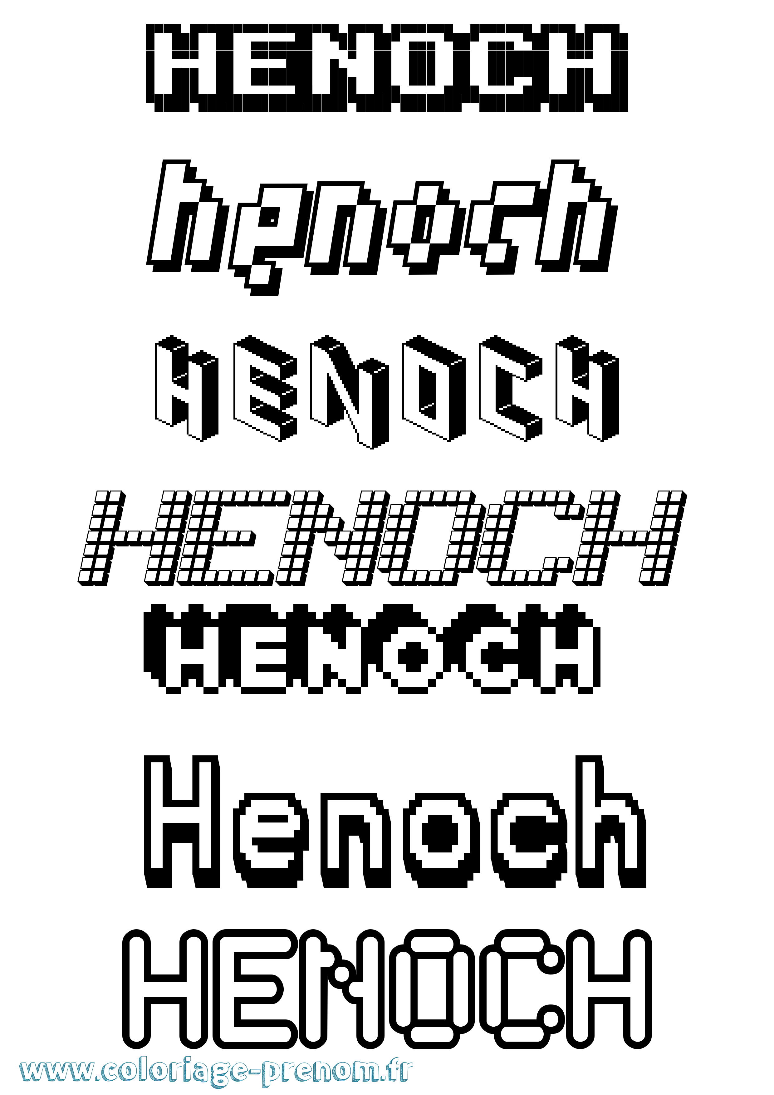 Coloriage prénom Henoch Pixel