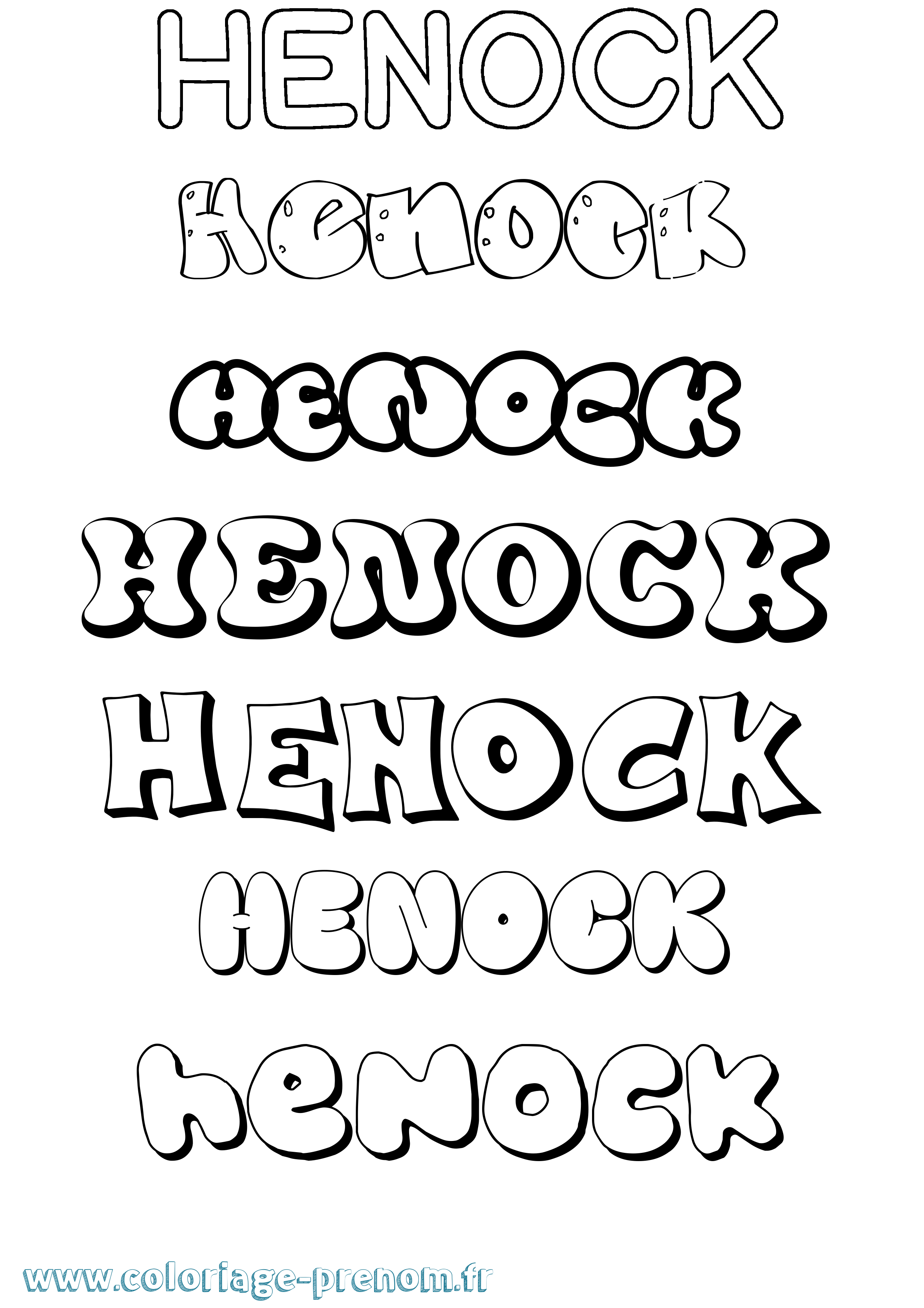 Coloriage prénom Henock Bubble