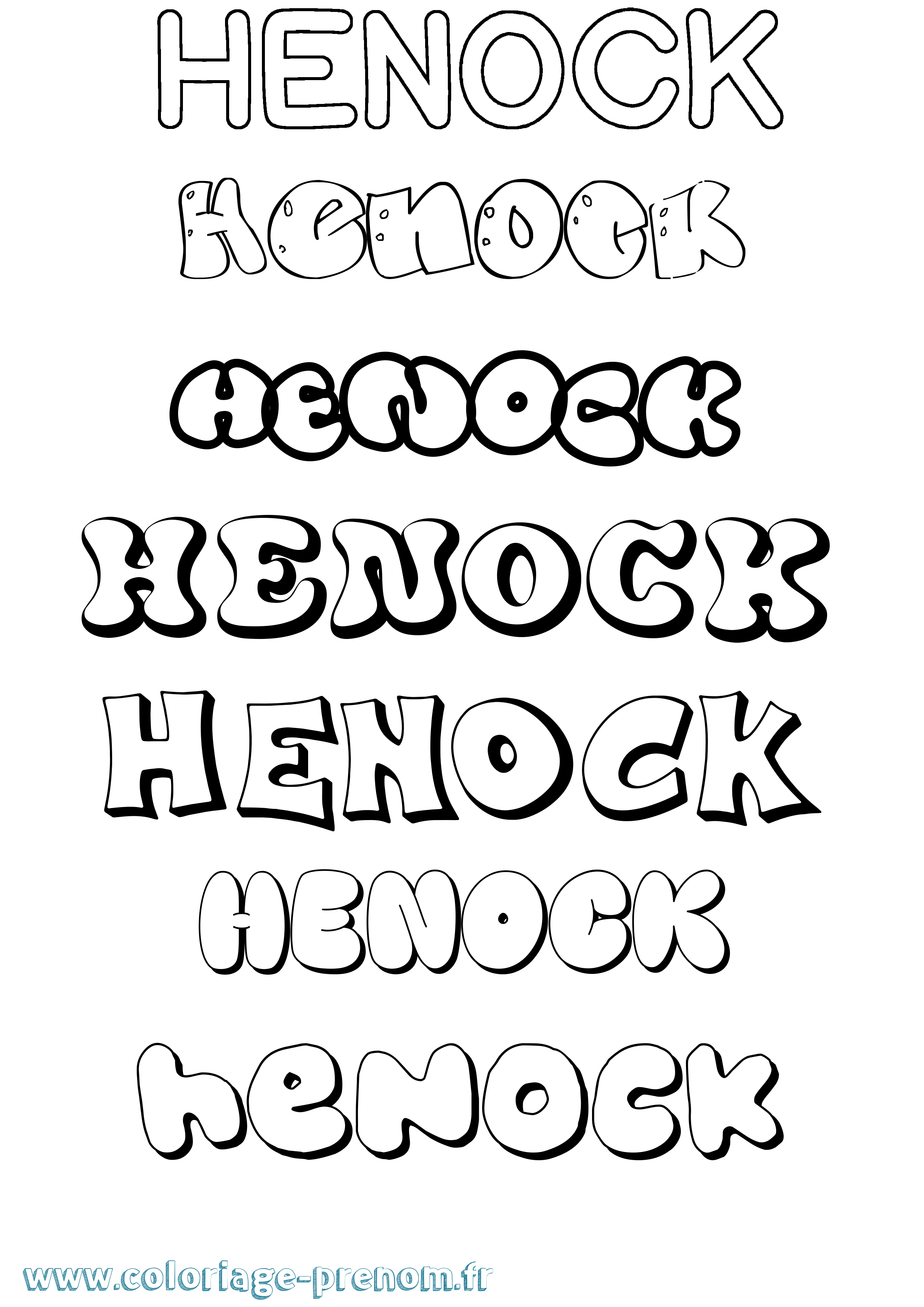 Coloriage Henock Bubble Coloriage prénom Henock Bubble