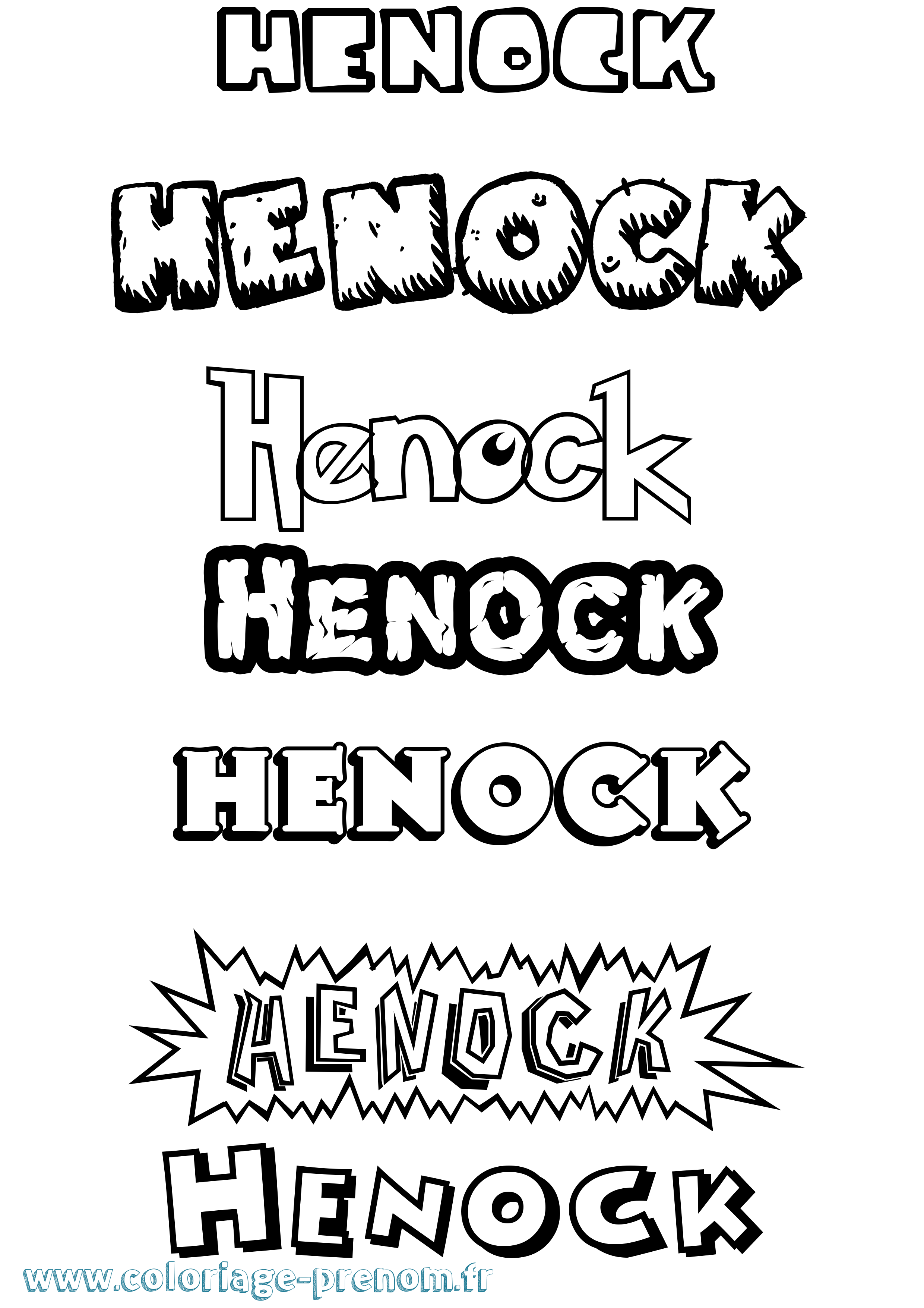 Coloriage Henock Dessin Animé Coloriage prénom Henock Dessin Animé