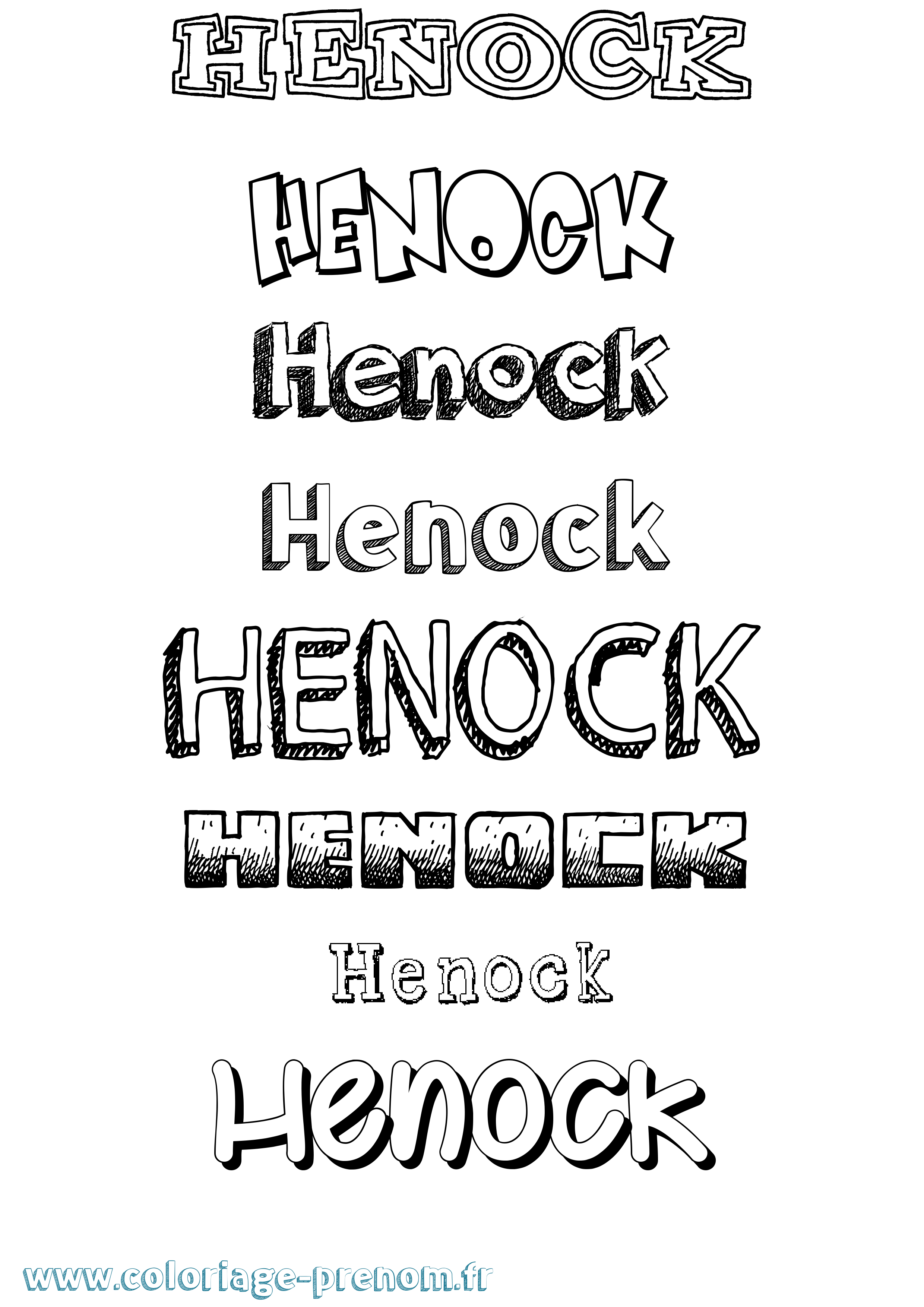 Coloriage prénom Henock Dessiné