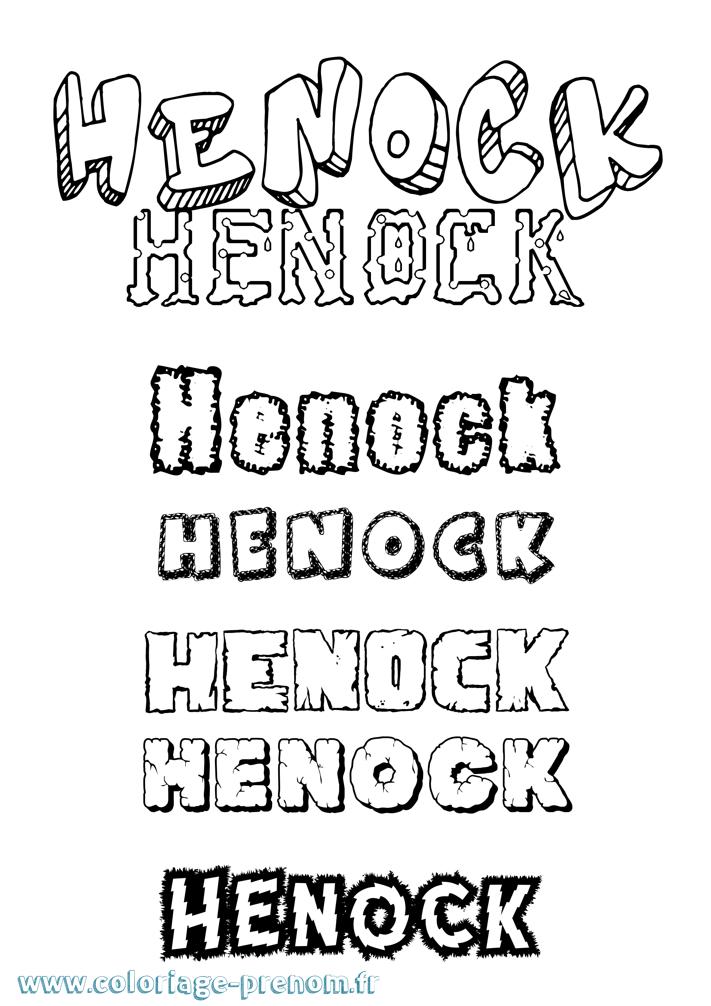Coloriage prénom Henock Destructuré