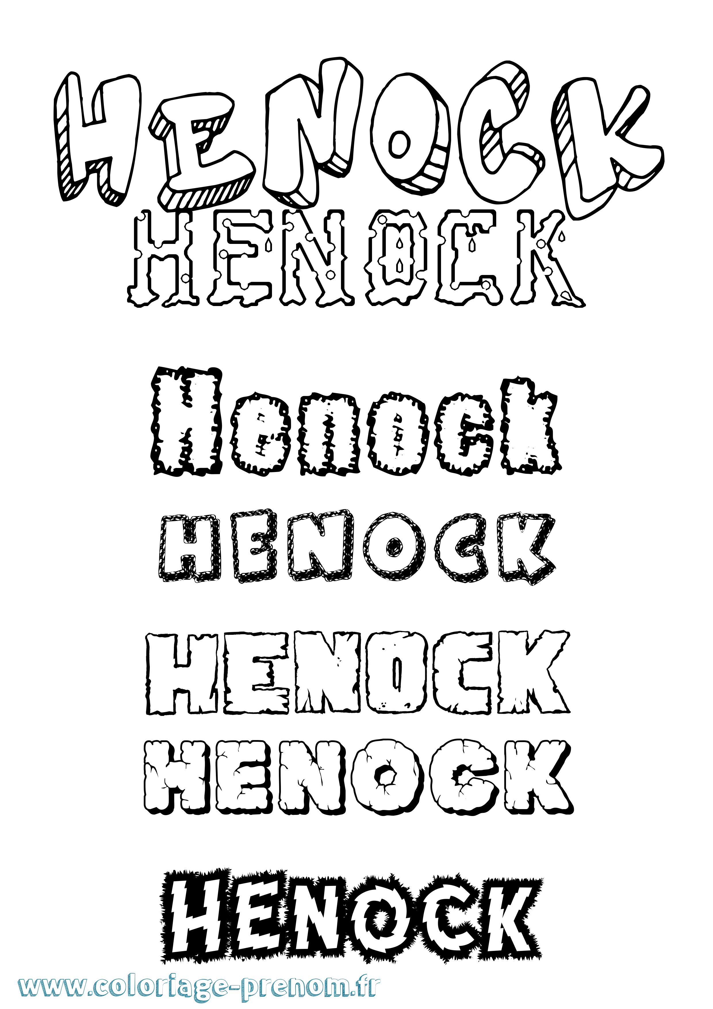Coloriage Henock Destructuré Coloriage prénom Henock Destructuré