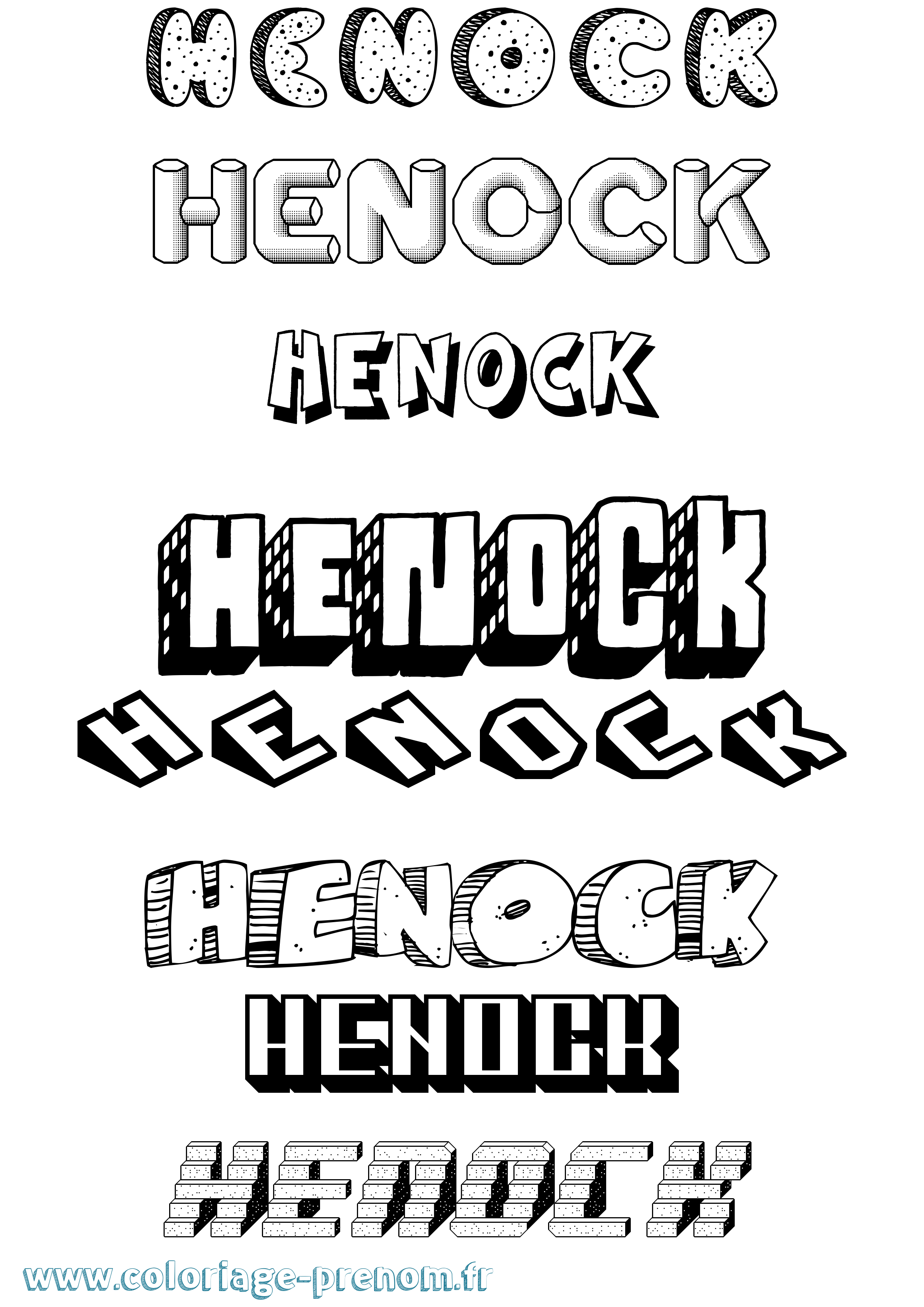 Coloriage prénom Henock Effet 3D